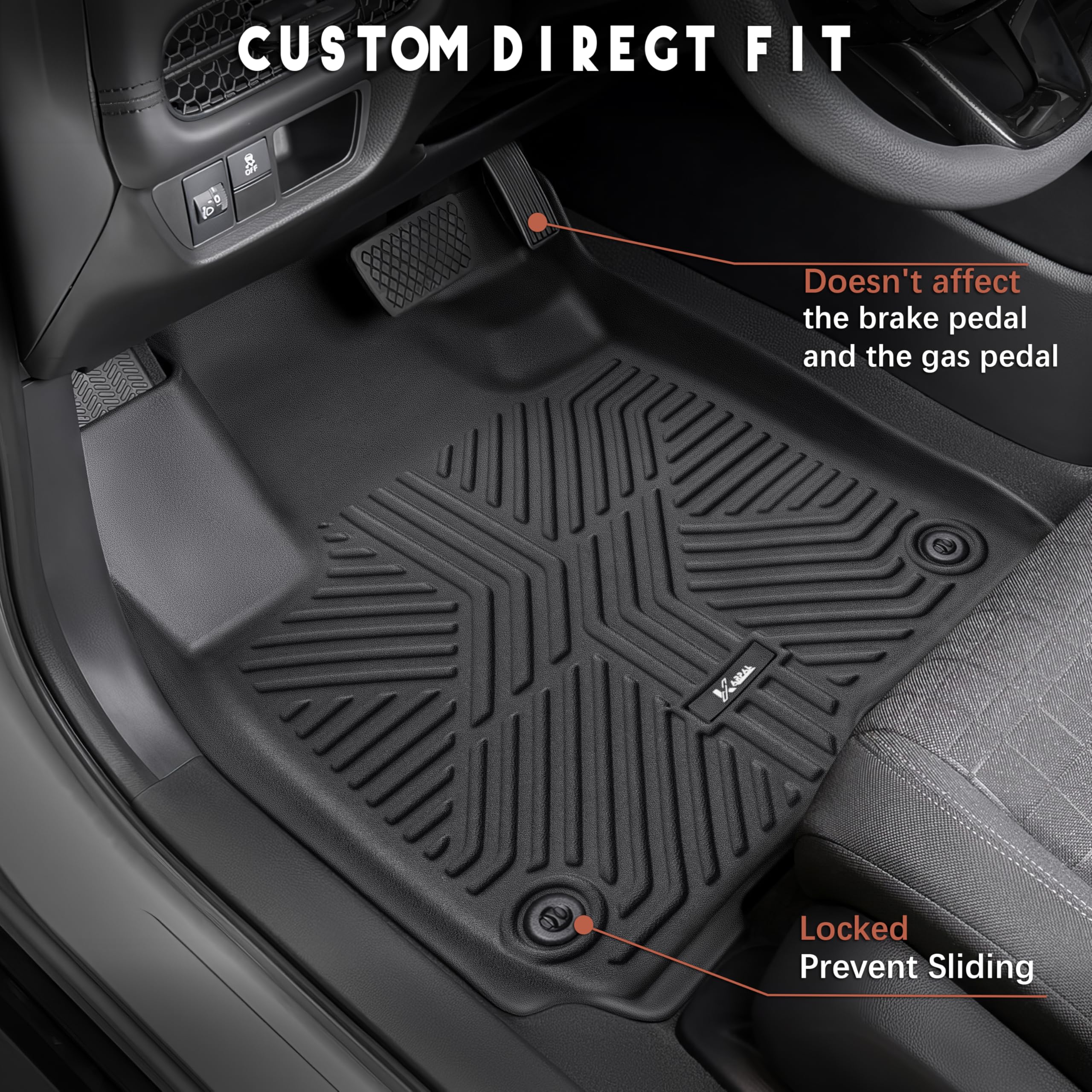 Karpal Floor Mats For Honda Hr-V 2023 2024 2025, Front & 2Nd Row, Tpe Rubber All Weather Protection Floor Liners Odorless Anti-S