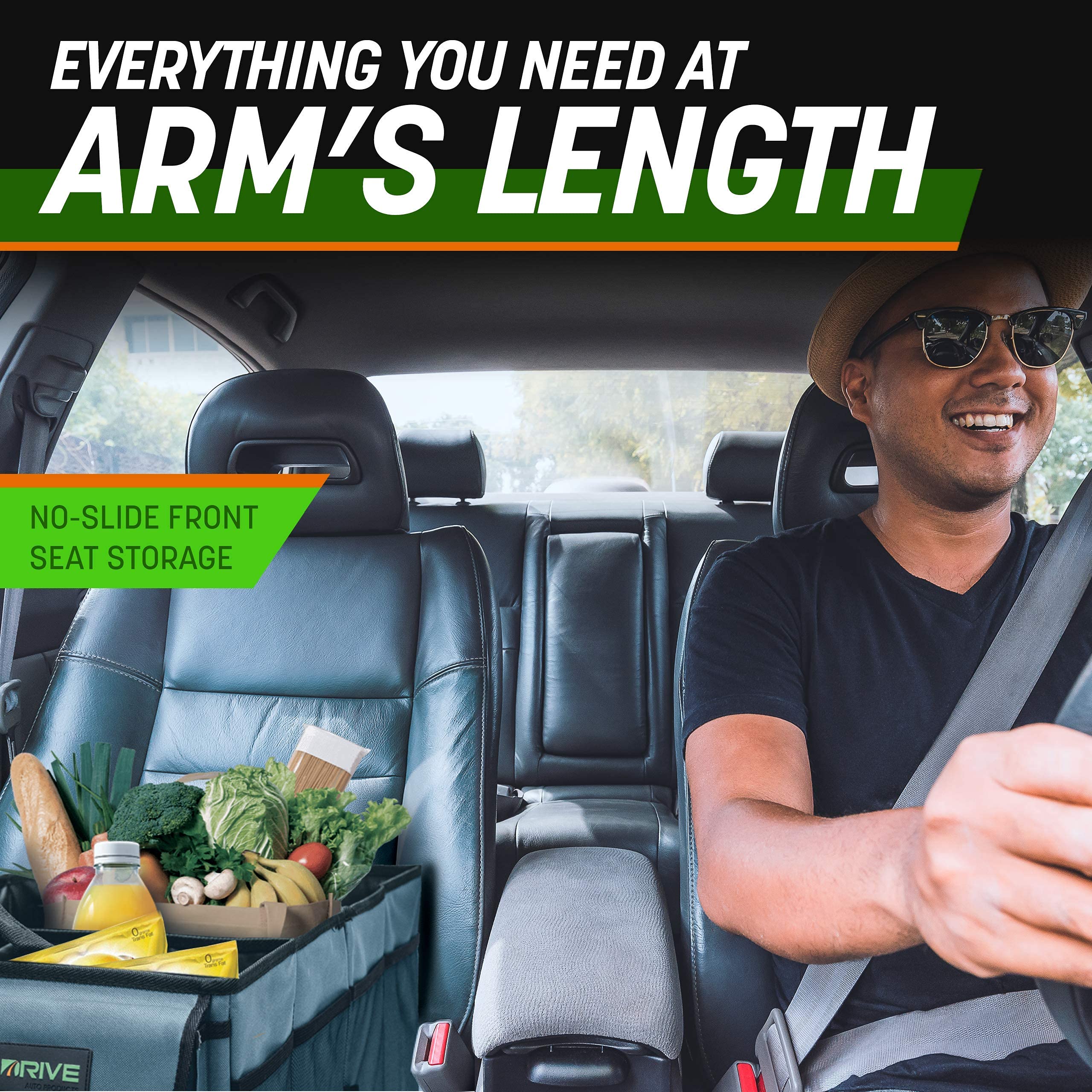 Drive Auto - Compact Car Trunk Organizer With Adjustable Straps - Grey