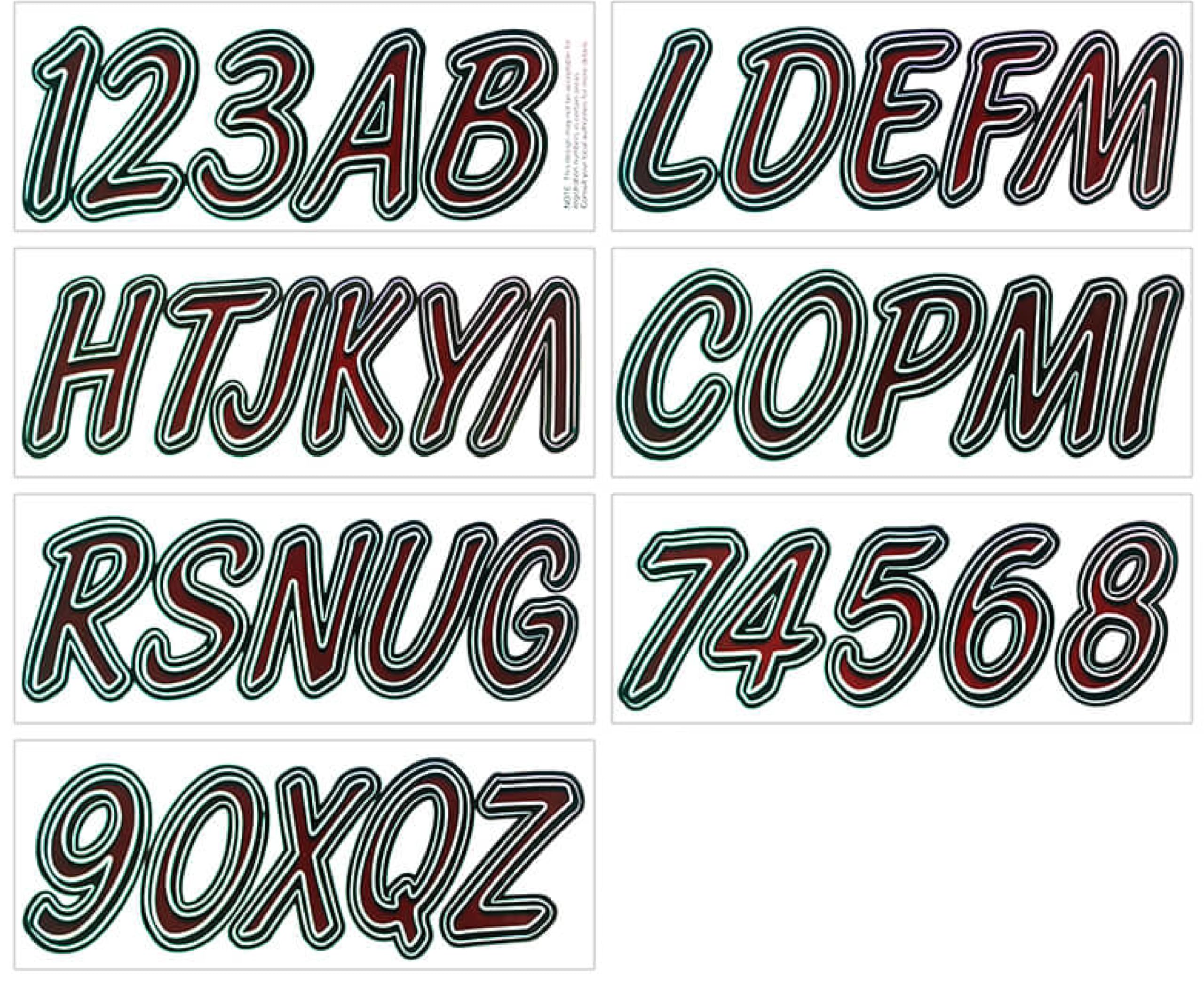 Hardline Products Series 400 Factory Matched 3-Inch Boat & Pwc Registration Number Kit - Burgundy/Black - Rubkg400