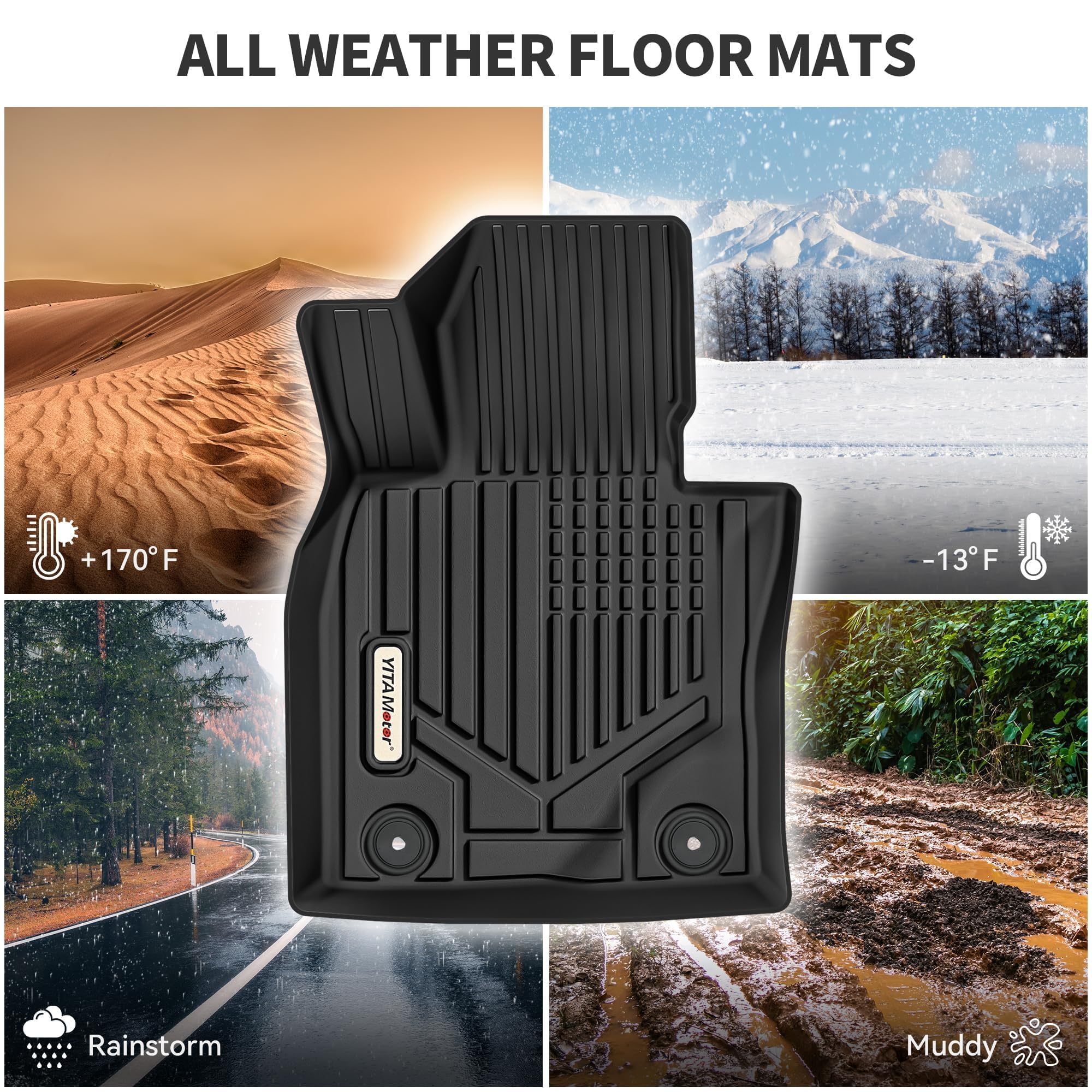 Yitamotor Floor Mats Fit For Mazda Cx-50 2023-2025(Not For Hybrid, All-Weather Tpe 1St, 2Nd Row, And Trunk Mats - Black