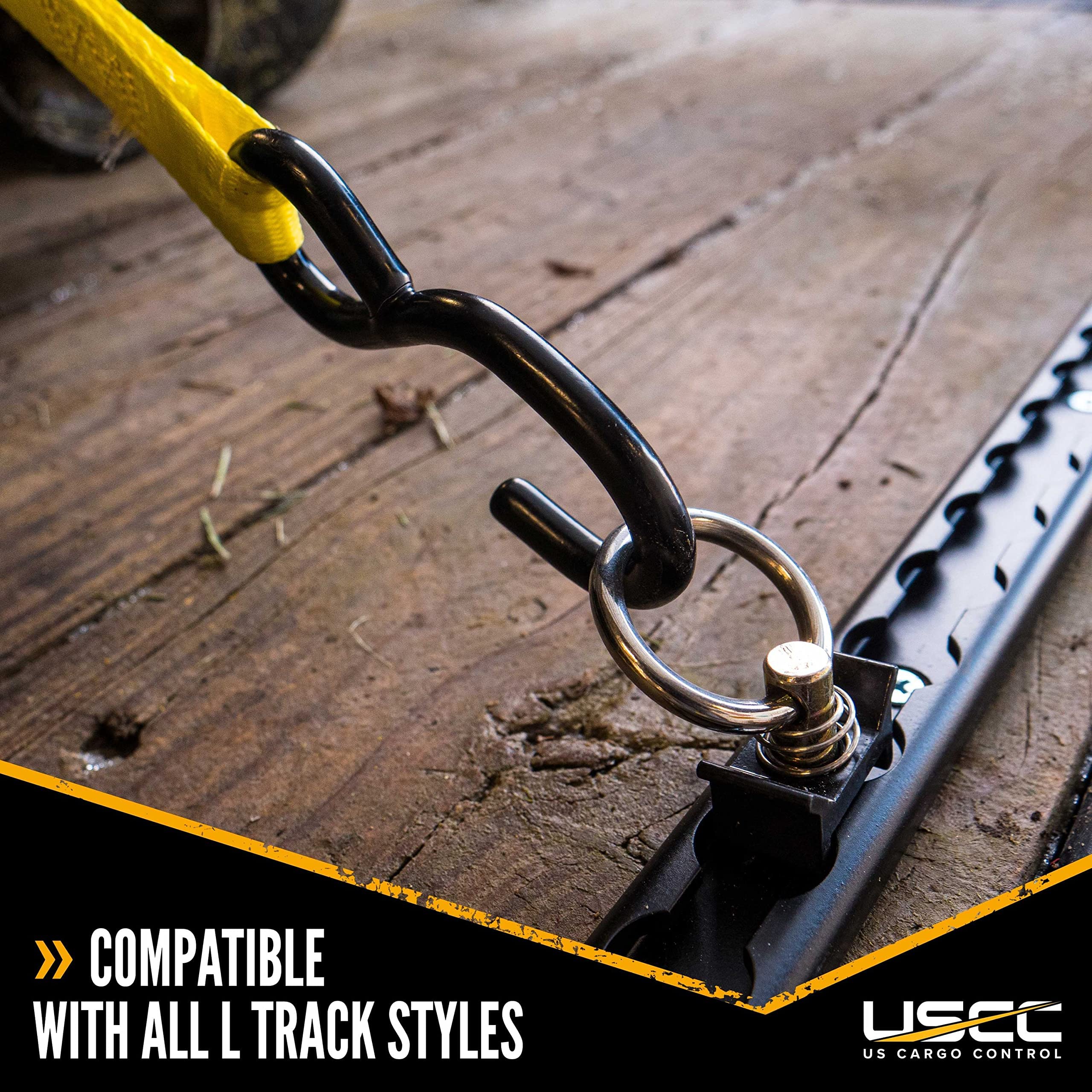Us Cargo Control Black L Track Single Stud Fitting With Round Ring, Use With L Track Rails To Create Instant Tie-Down Anchor Poi