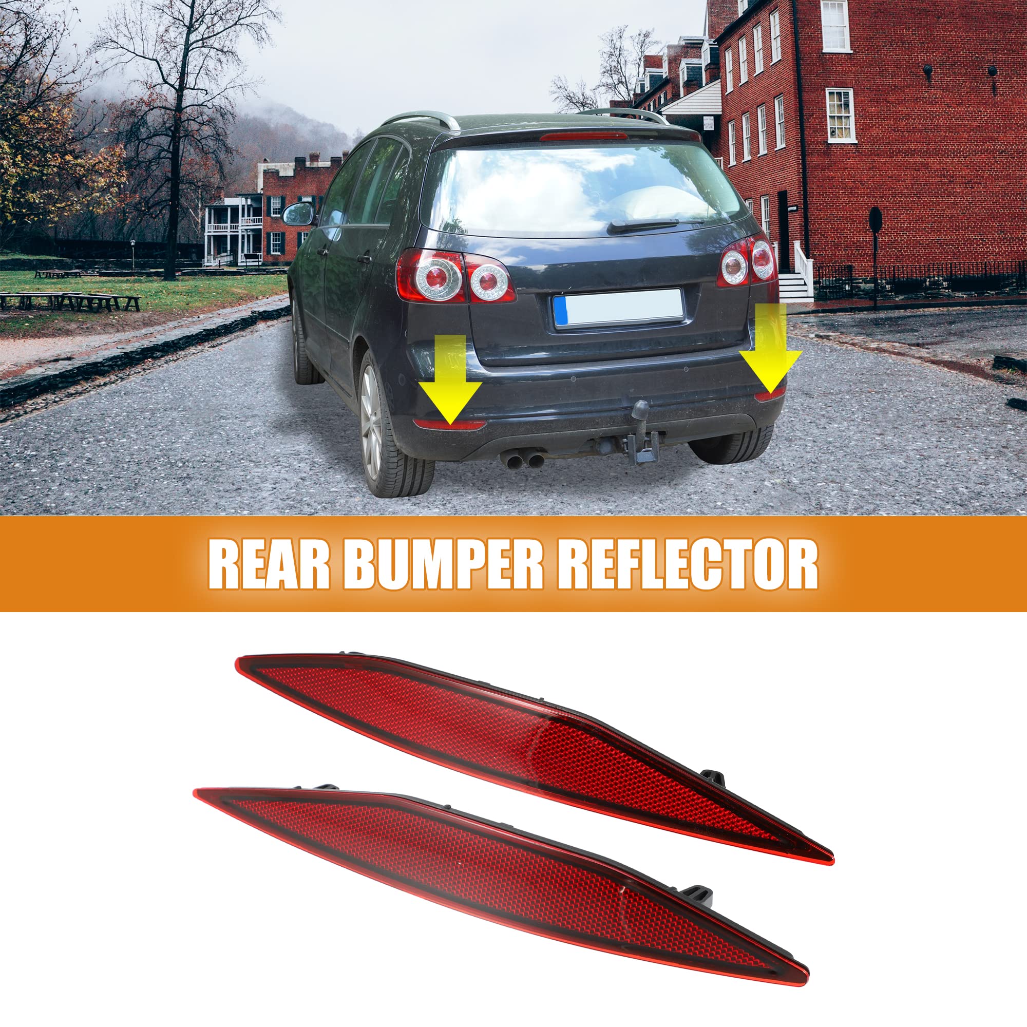 X Autohaux 1 Pair Rear Left Right Bumper Reflector Light Cover 5G0945105 5G0945106 For Volkswagen Golf 1.8L M/T S Hatchback 2015