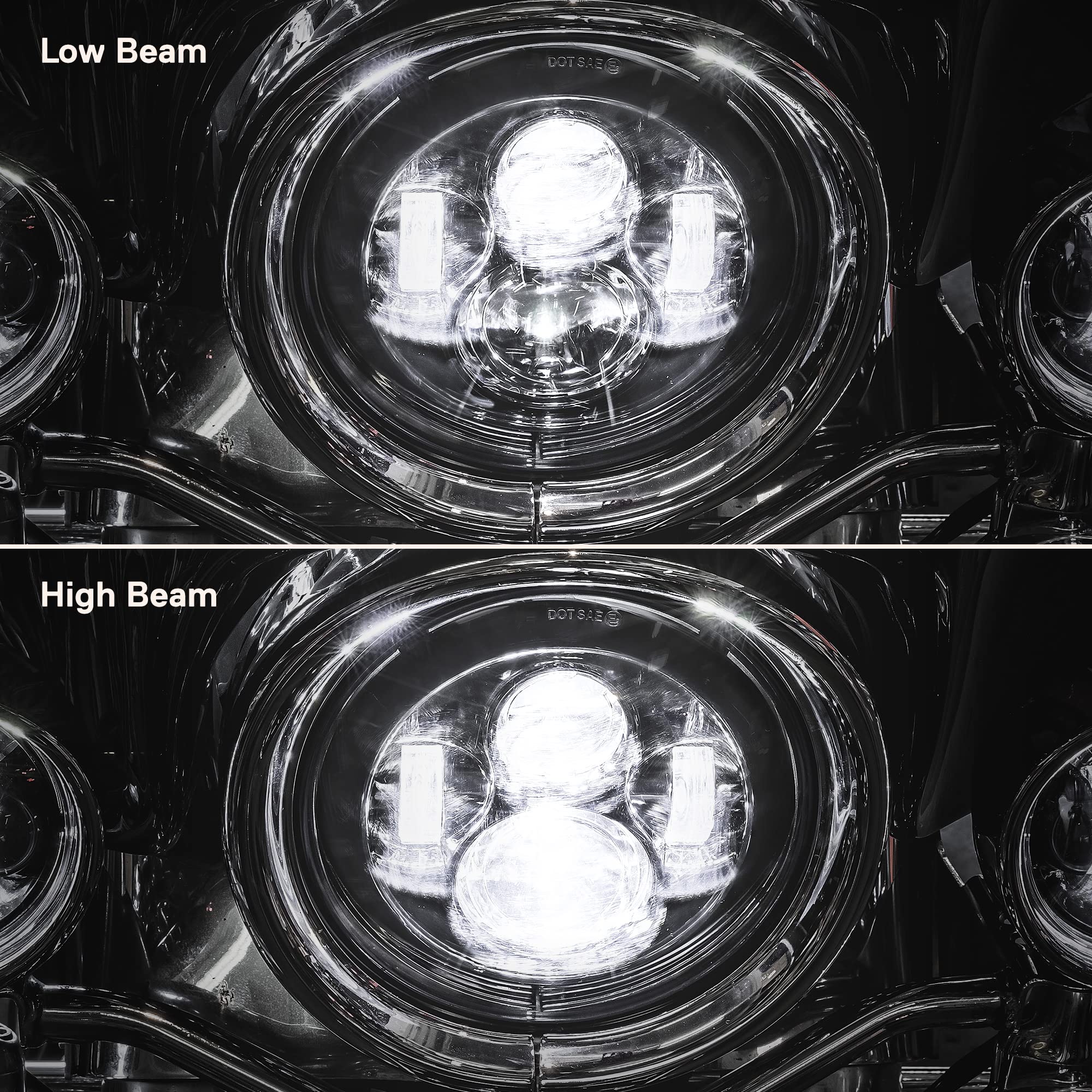 TRUE MODS 7'' LED Headlight for Harley Davidson [Black-Finish] [4500 Lumen] [H4 Converters Plug and Play] [Built-In CAN Bus] For