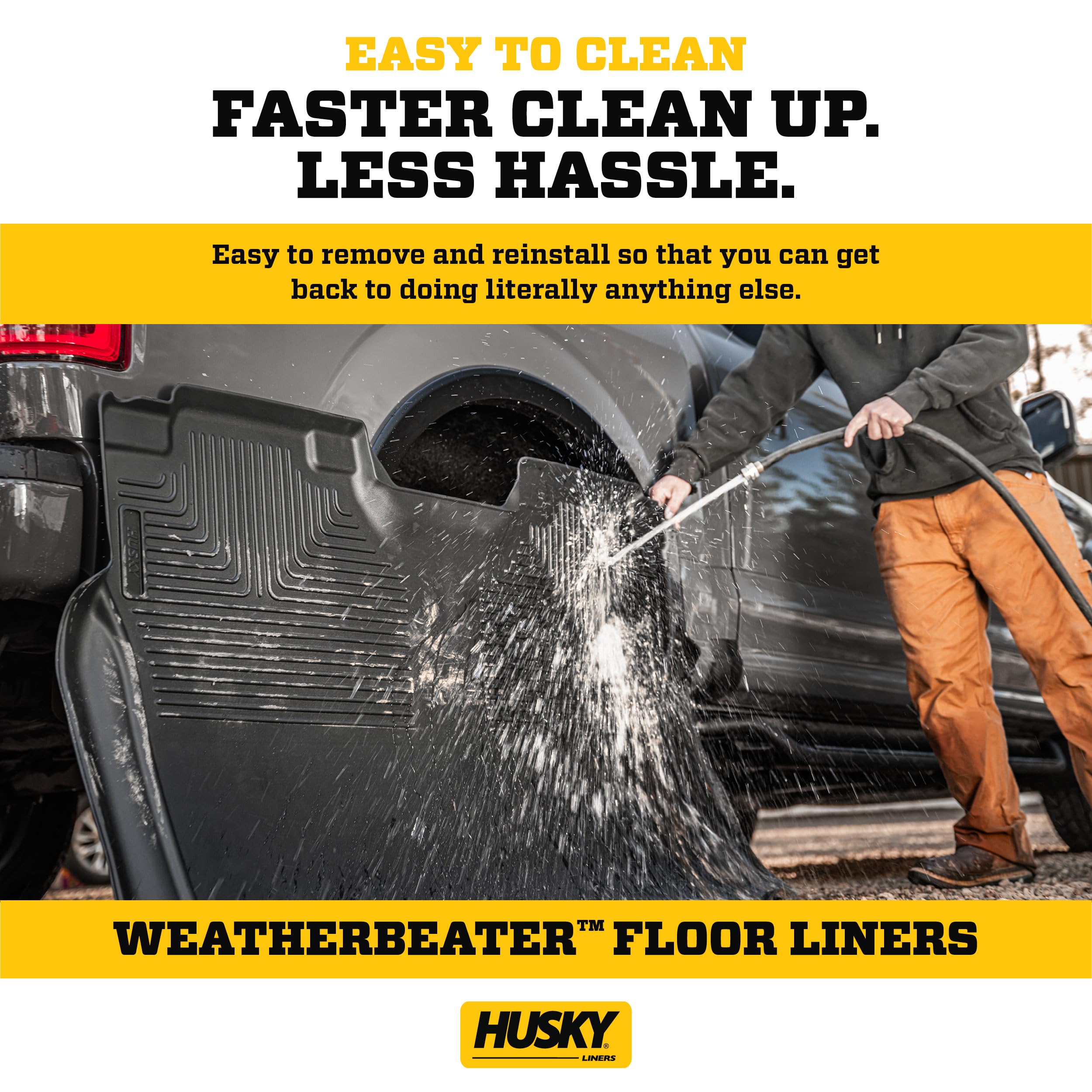 Husky Liners Weatherbeater Floor Mats | Fits 2009-2024 Ram 1500 (19-24 Classic Body Only); 2010-2018 Ram 2500/3500 (Crew Cab/Mega Cab) | Front Row, 2-Pc Black - 18001