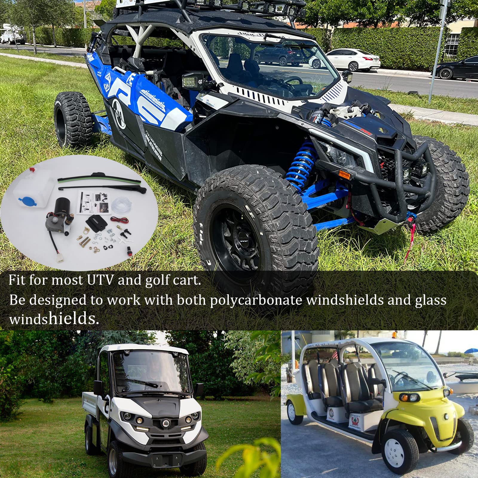 Electric Utv Windshield Wiper Kit, Universal Windshield Wiper Motor Kit, 12V Electric Windshield Wiper Kit For Utv Golf Cart Uni