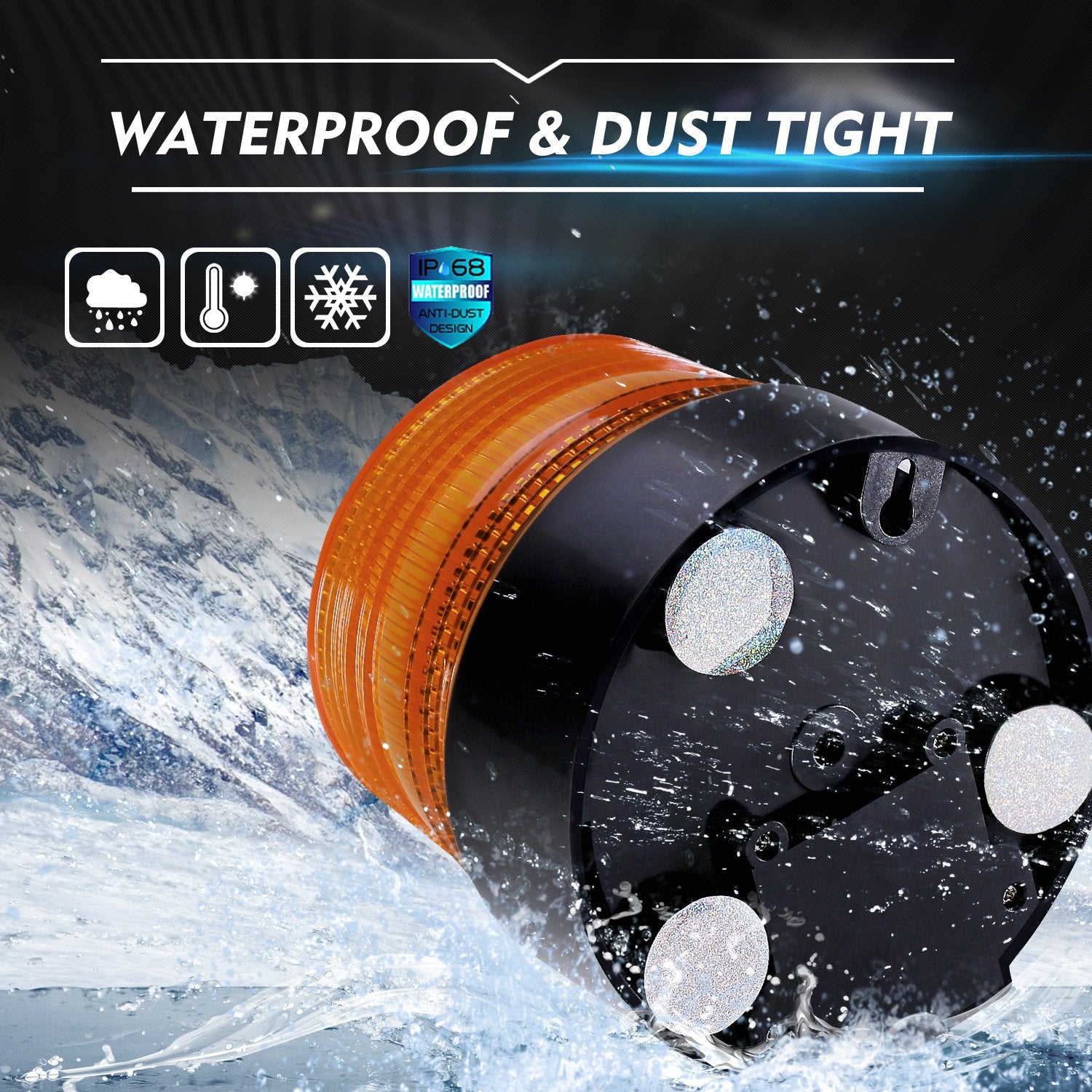 Dinfu Led Strobe Light, 12V-24V Rechargeable Amber Flashing Lights Led Beacon Lights With Magnetic For Trucks Vehicles Tractor Car