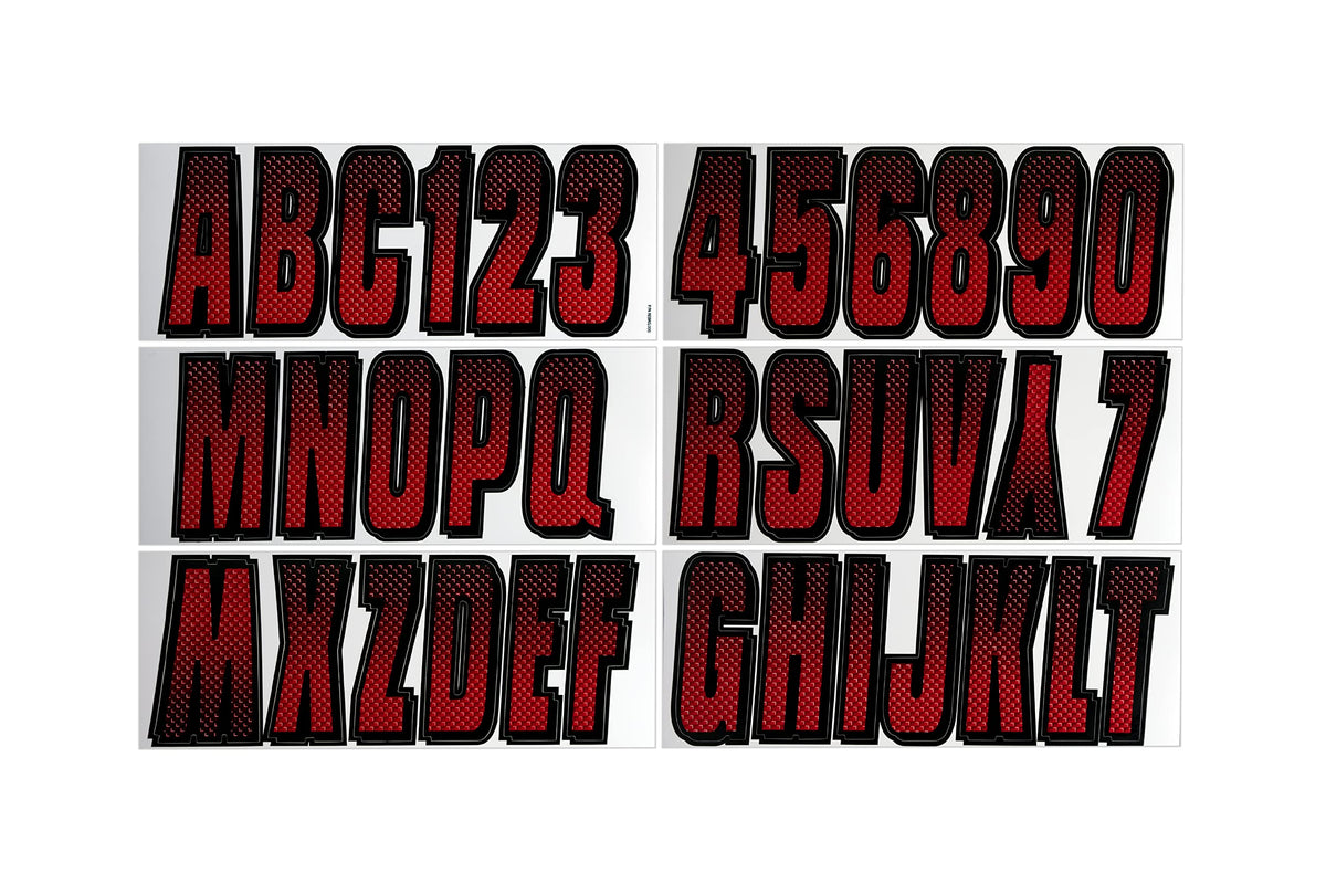 Hardline Products REBKG300 Series 300 Factory Matched 3-Inch Boat & PWC Registration Number Kit, Red/Black