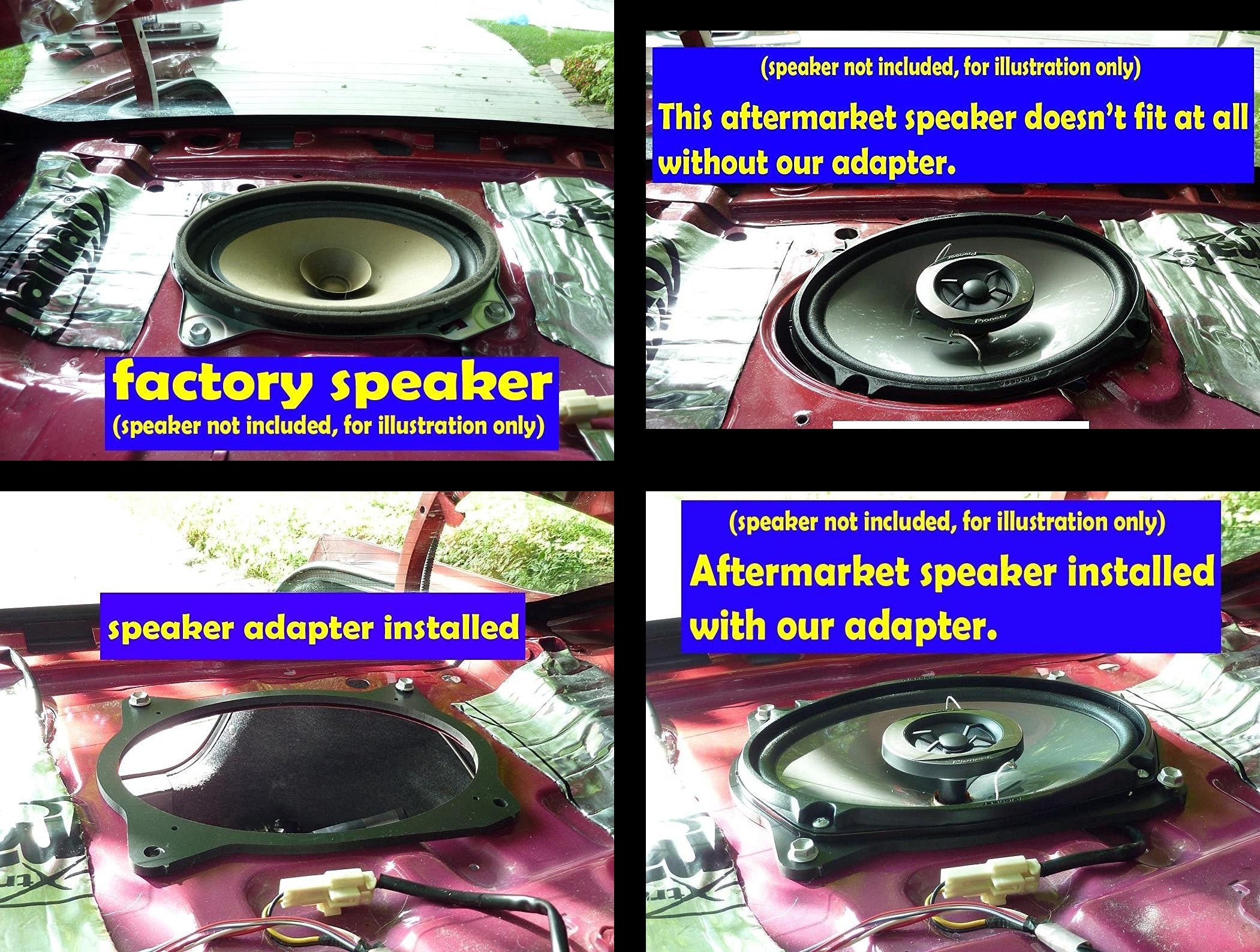 Rear Deck Speaker Adapter Spacer Rings Fits 2002-2011 Camry & 2003-2013 Corolla 6X9 - Sak008_69-1 Pair