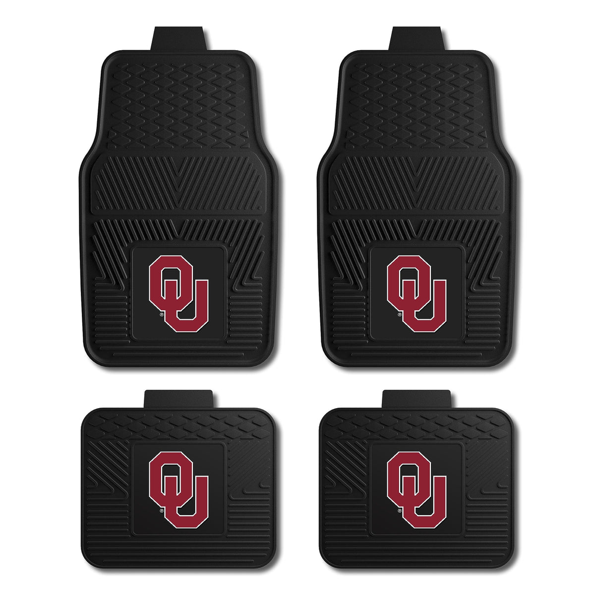 Fanmats University of Oklahoma Sooners Set of 4 Car Mats for Cars, SUV, Pickups - All Weather Protection, Deep Reservoir Design,