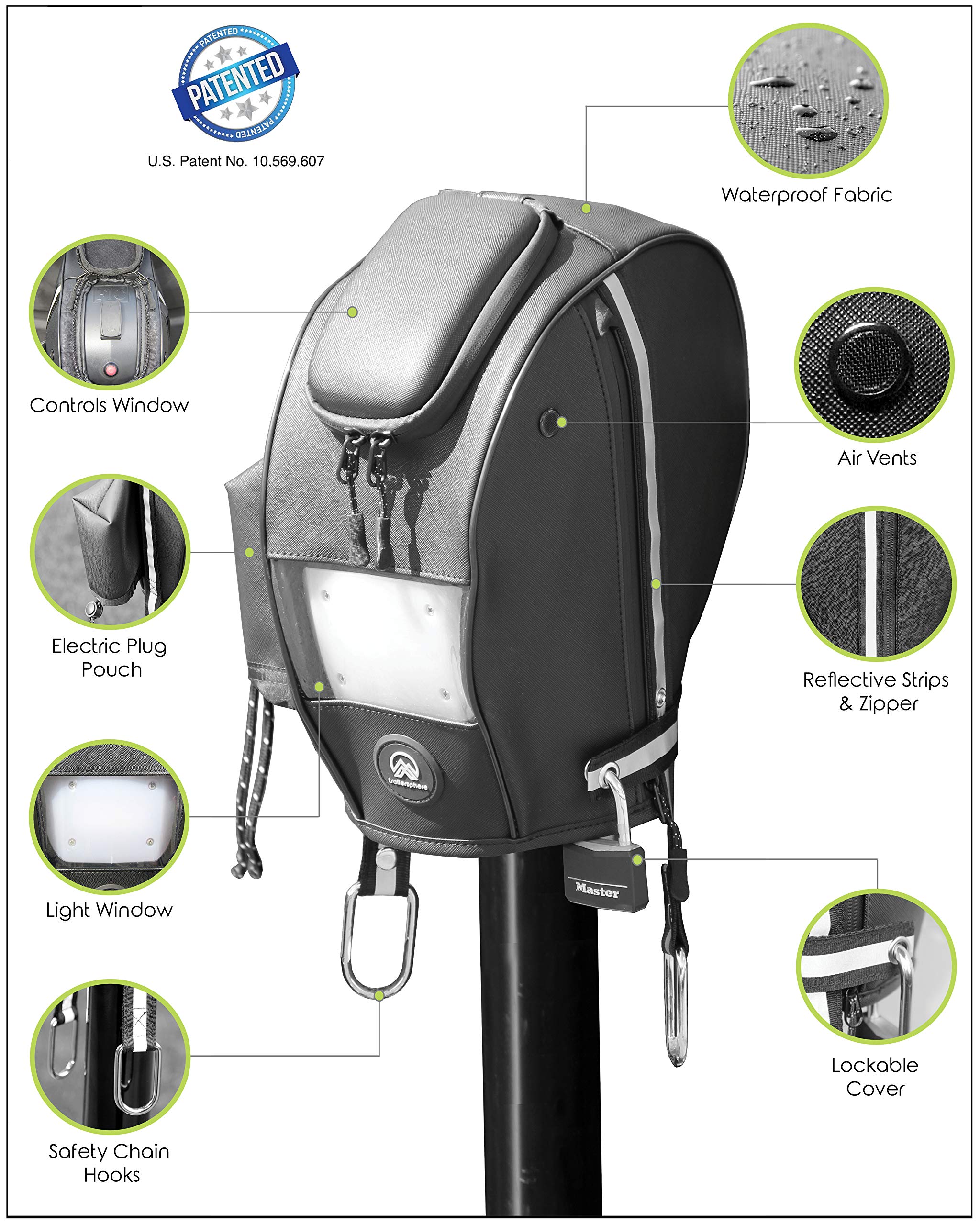 Clever Cover For Fic (2Nd Generation) Jack By Trailersphere Custom Electric Tongue Jack Cover For Trailer, Rv, Camper, Chains Holder, Plug Protector, Sun And Waterproof (Fic Jack Cover #2)
