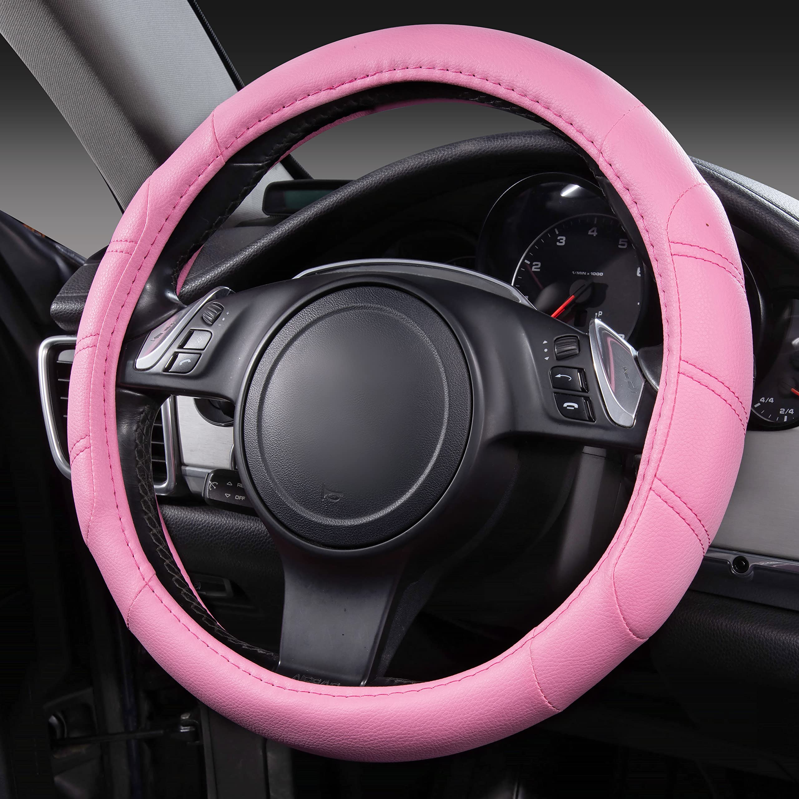 Car Pass Line Rider Microfiber Leather Sporty 14.5-15 Inch Car Steering Wheel Cover Universal Fits For 95% Cars Sedans Suv Truck