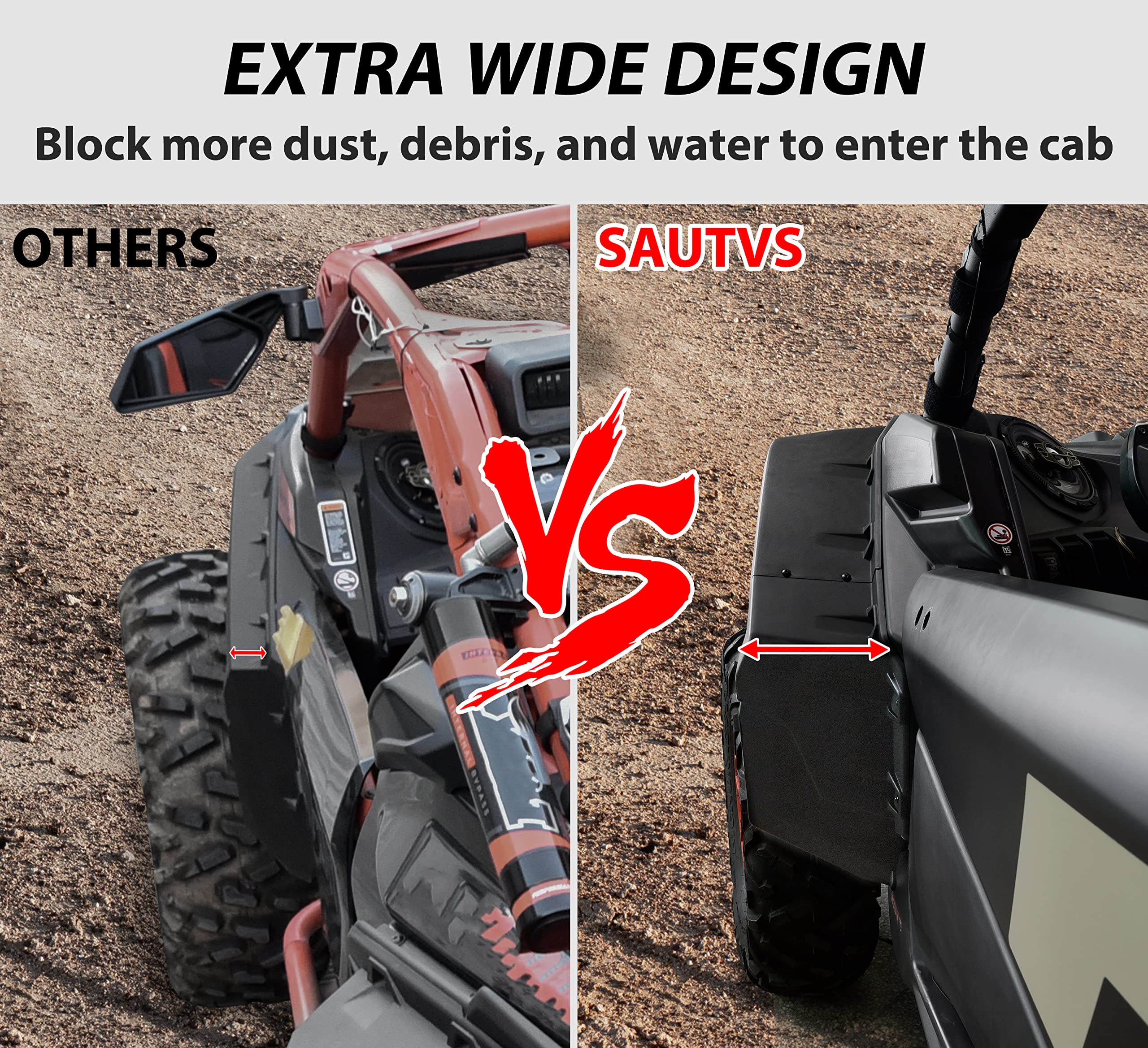 Sautvs Wider Extended Fender Flares Kit For Can-Am X3, Xxl Combined Type Front Mud Flaps Mud Guards Extension For Can Am Maveric