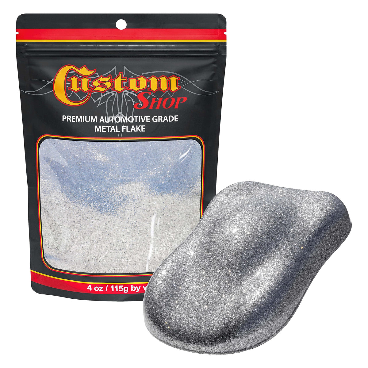 Custom Shop - Chrome Silver - 4-Ounces of Large Metal Flake .025'' 625 Micron Size - Premium Automotive Grade Flake, UV, Fade & 