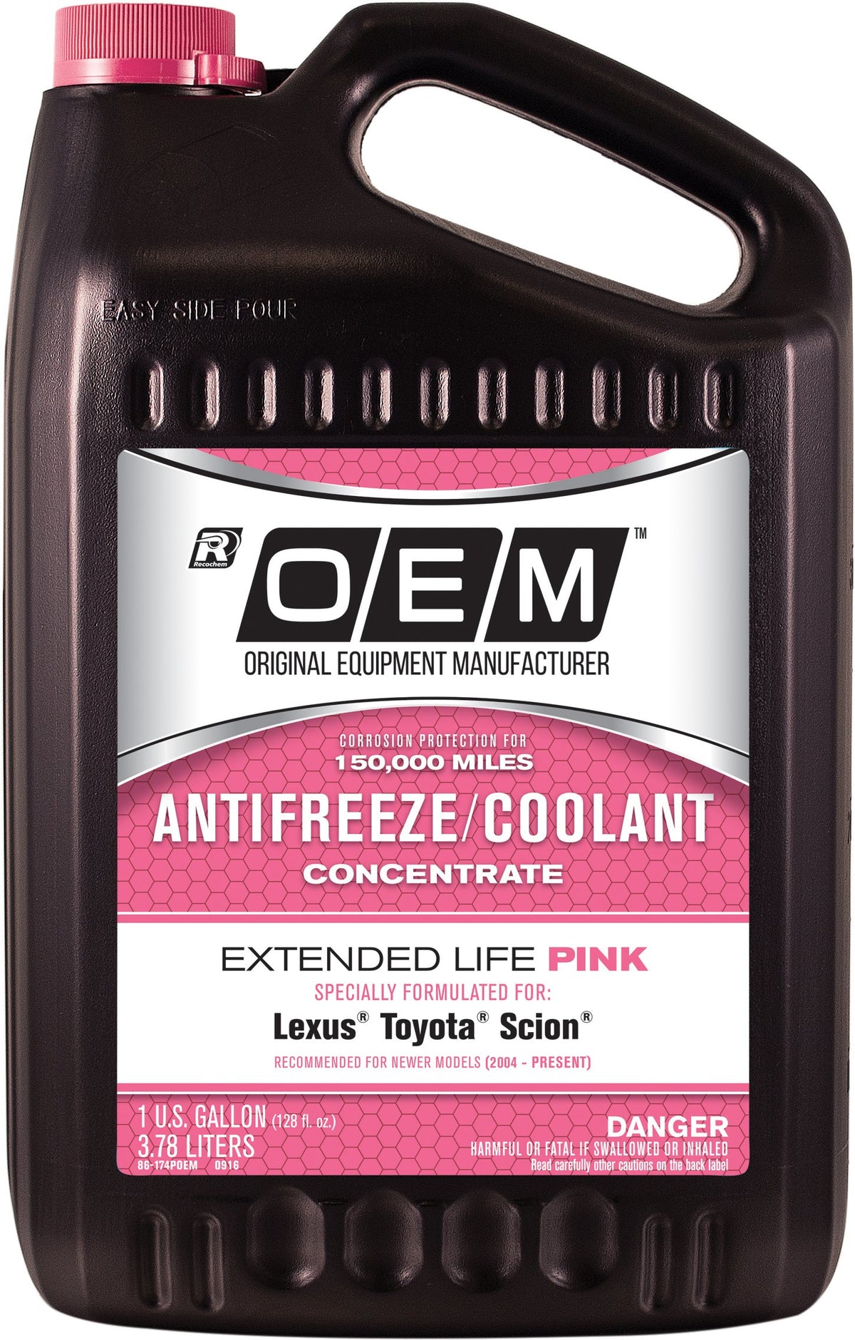 Recochem Oem 86-174Poem Pink Premium Antifreeze Concentrate Extended Life Pink, 1 Gallon, 1 Pack , Brown