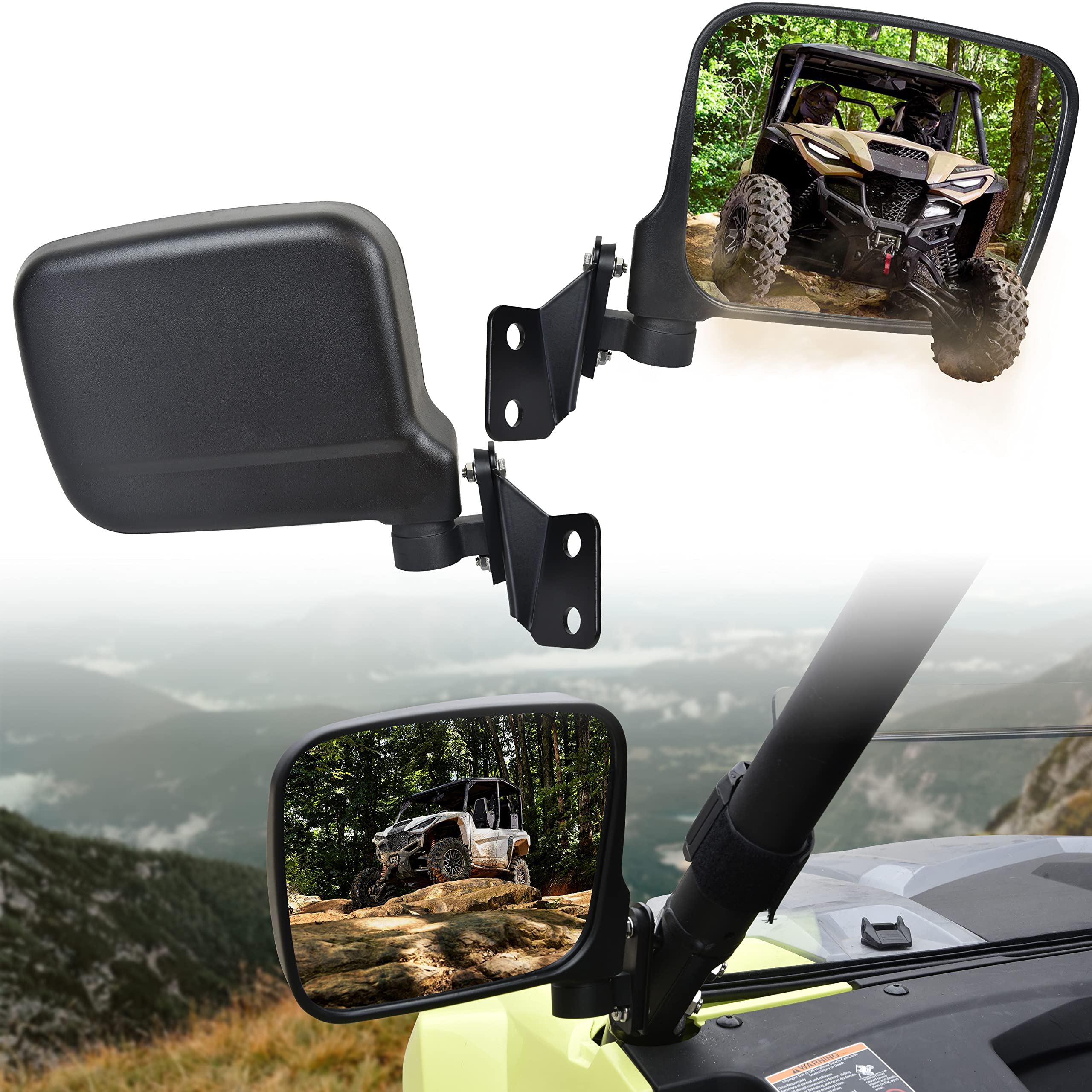 SAUTVS Adjustable Wider Rearview Side Mirrors for Yamaha RMAX 1000, Folding Clear Rear View Side Mirrors for Yamaha Wolverine RM