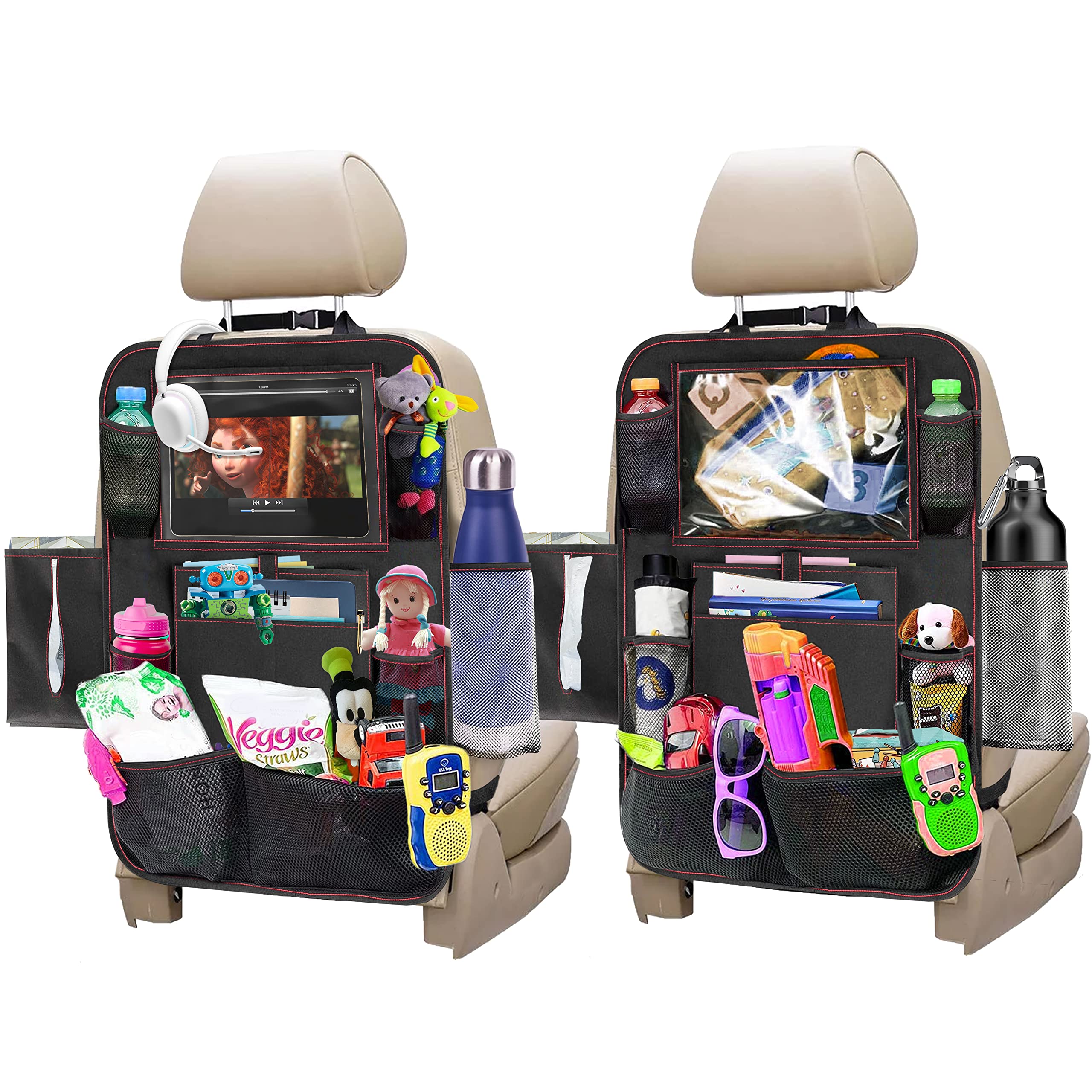 Econour Backseat Car Organizer (2 Pack), Heavy Duty Waterproof Stain Resistant Kick Mats Back Seat Protector For Kids | Multiple