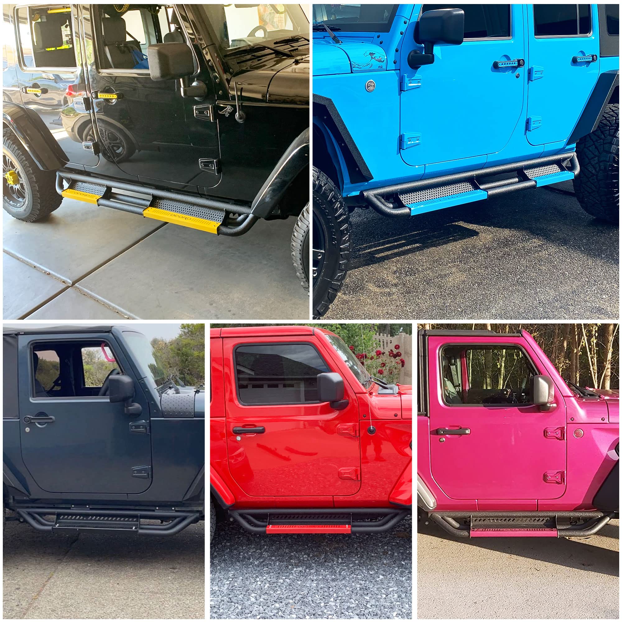 Oedro 6 Inch Running Boards, Drop Side Steps Compatible With 2007-2018 Jeep Wrangler Jk Unlimited 4 Door, Steel Nerf Bar With Si