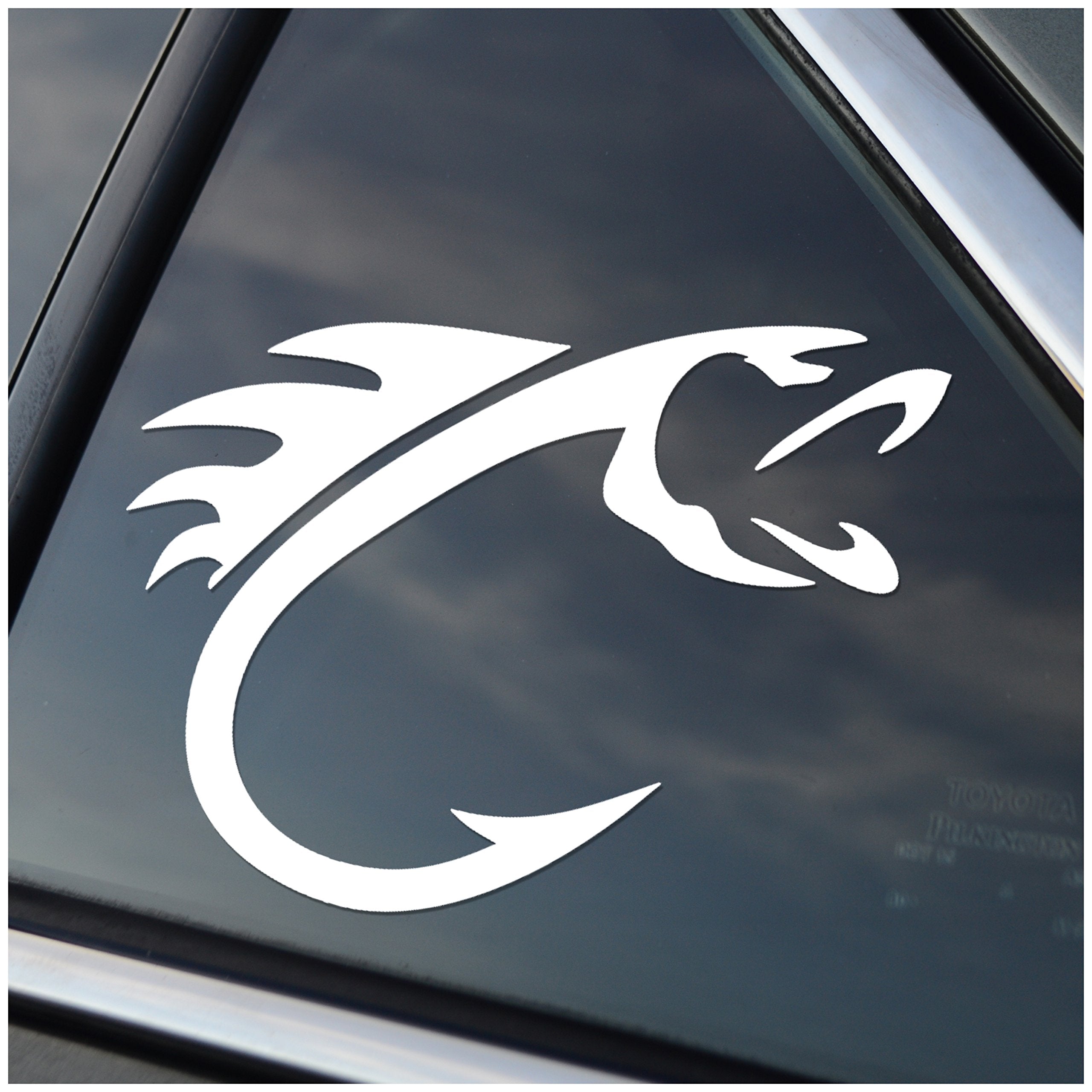 Fish Hook Vinyl Fishing Car Window Decal Sticker White