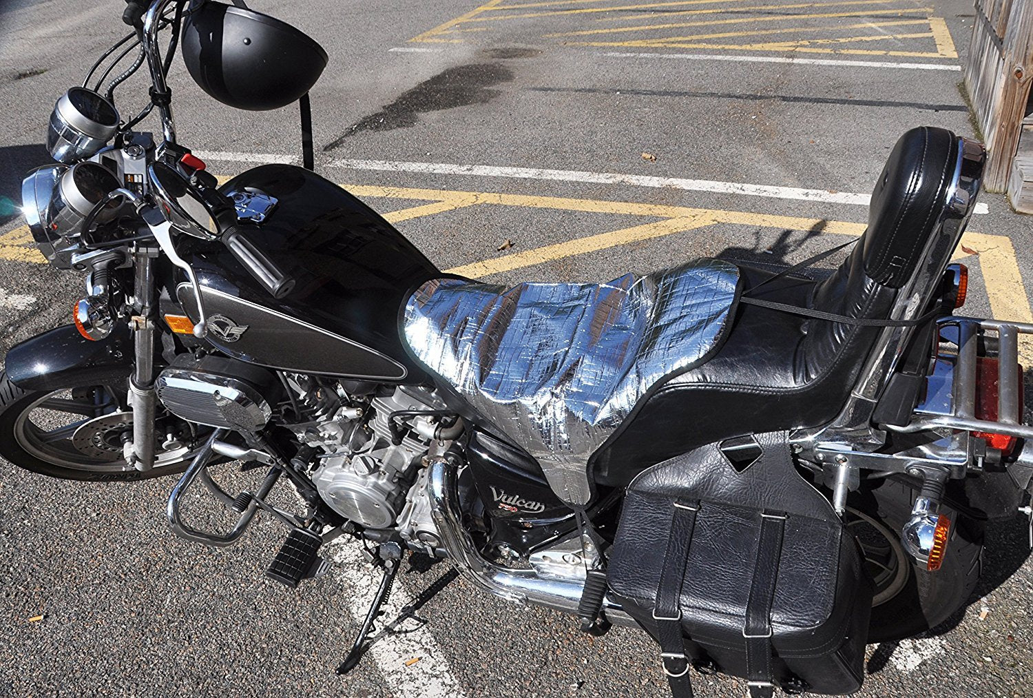 Metier Life Sun Reflective Motorcycle Seat Cover Waterproof And Light Resistant Protection | Heat Resistant Shield For A Cooler Motorbike Seat | Compact With Nylon Drawstring Bag