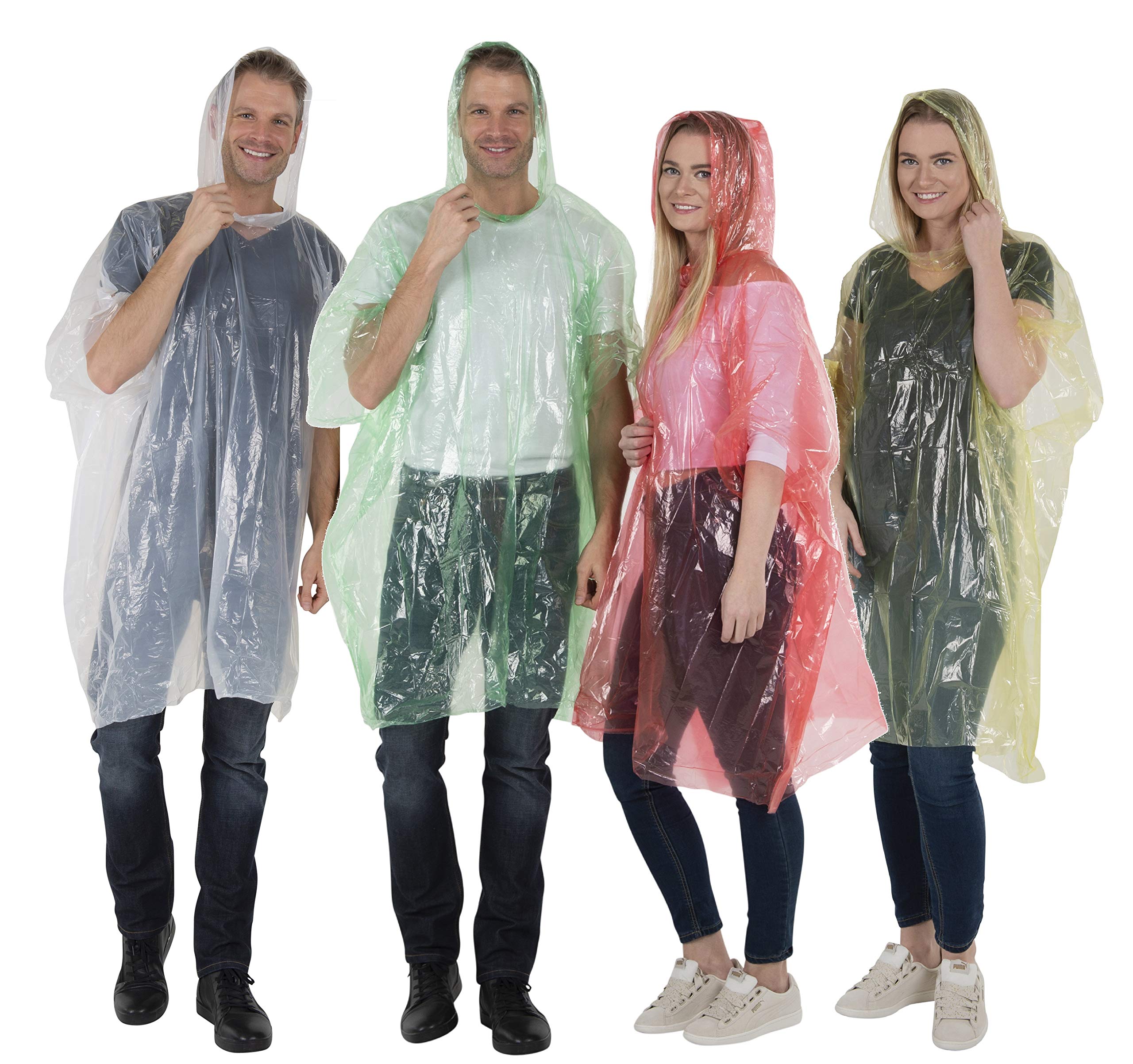 Wealers Rain Ponchos for Adults Teens Disposable Bulk Pack Emergency Raincoat Parks Outdoors Multi Colors Waterproof (Assorted,