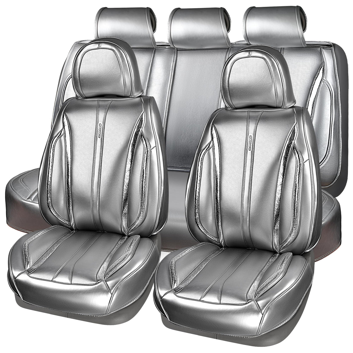 CAR PASS Ultra+ Nappa Leather Car Seat Covers Full Set Universal Cushioned, Soft Breathable Waterproof Anti-Slip Driver Seats an