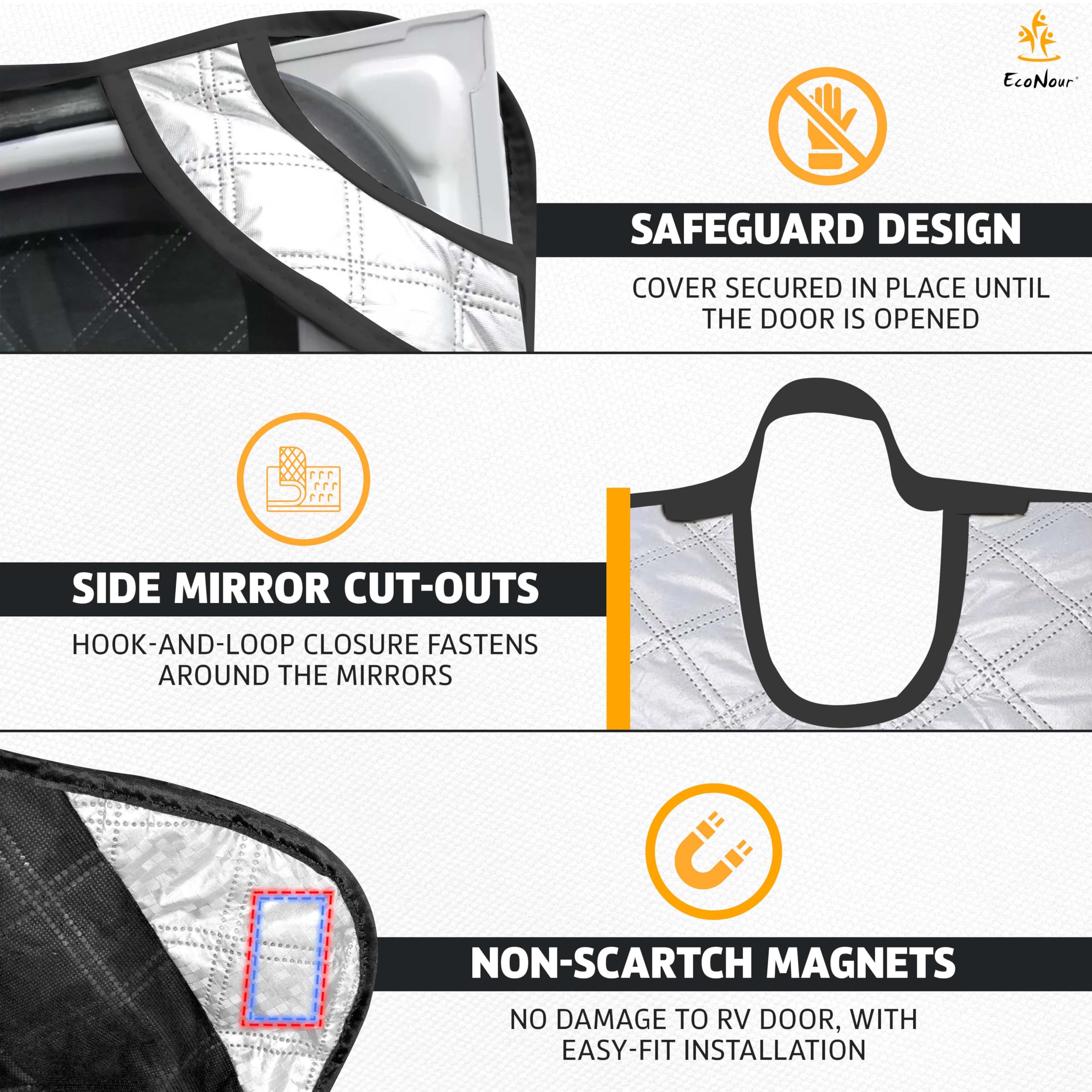 Econour Rv Windshield Cover For Ice And Snow | Ford E450-Compatible With Class C Rv Ford (1997-2025) | Rv Snow Covers For Windsh