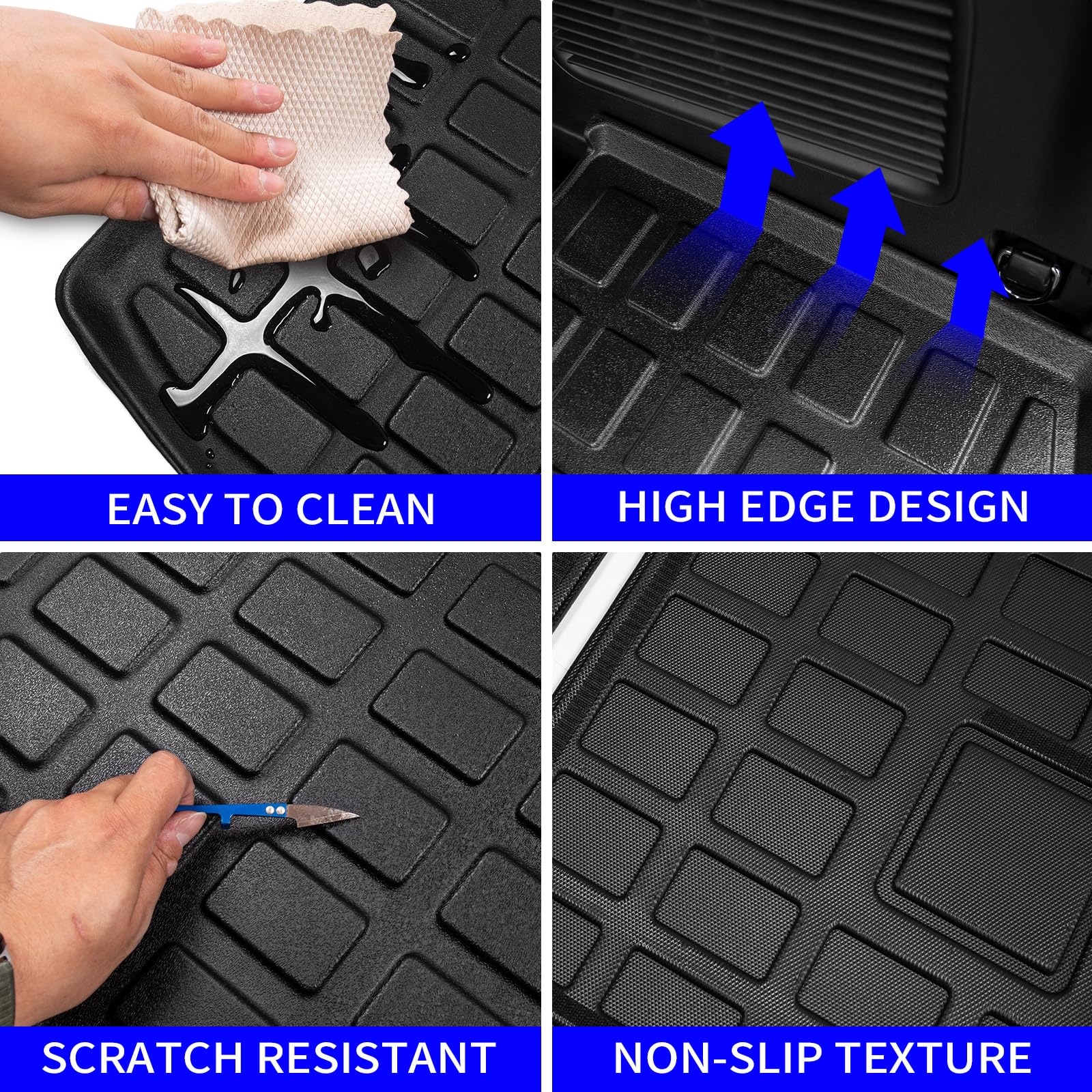 Rongtaod Floor Mats Compatible With 2020-2025 Ford Explorer 7 Seats Cargo Mat Cargo Liner Trunk Liner Back Seat Cover Protector