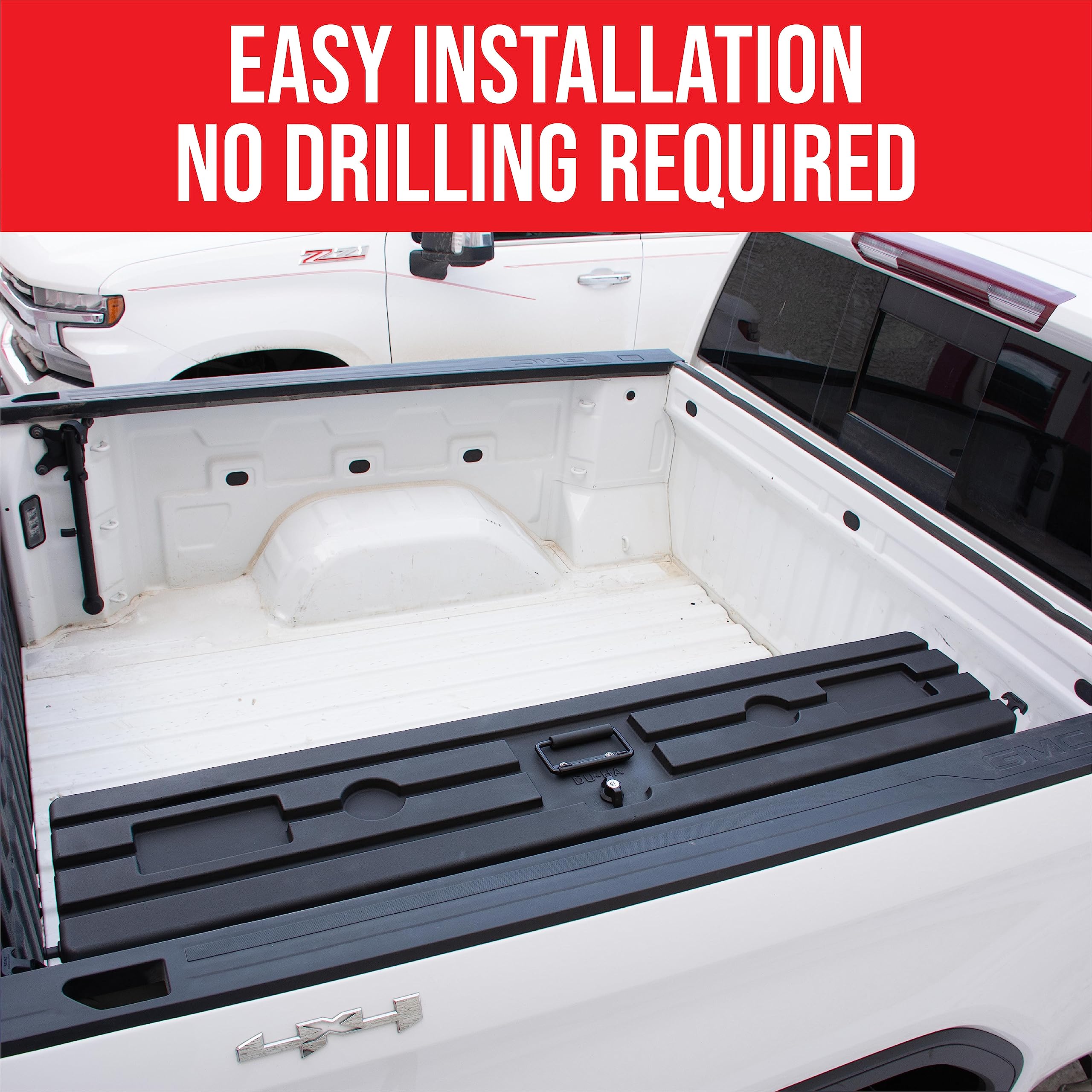 DU-HA Humpstor Truck Bed Storage Box fits Trucks with Open Truck Beds, Tonneaus, or Roll Up Covers | Black Heavy-Duty Side Tool