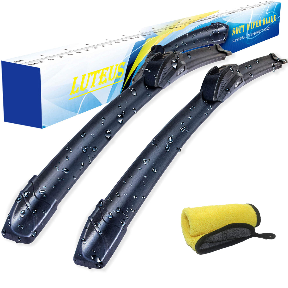 Windshield Wipers, 22'' + 22'' Wiper Blades, OEM Quality, LUTEUS Premium All- Seasons for Replacement Windshield Wiper Blades (S