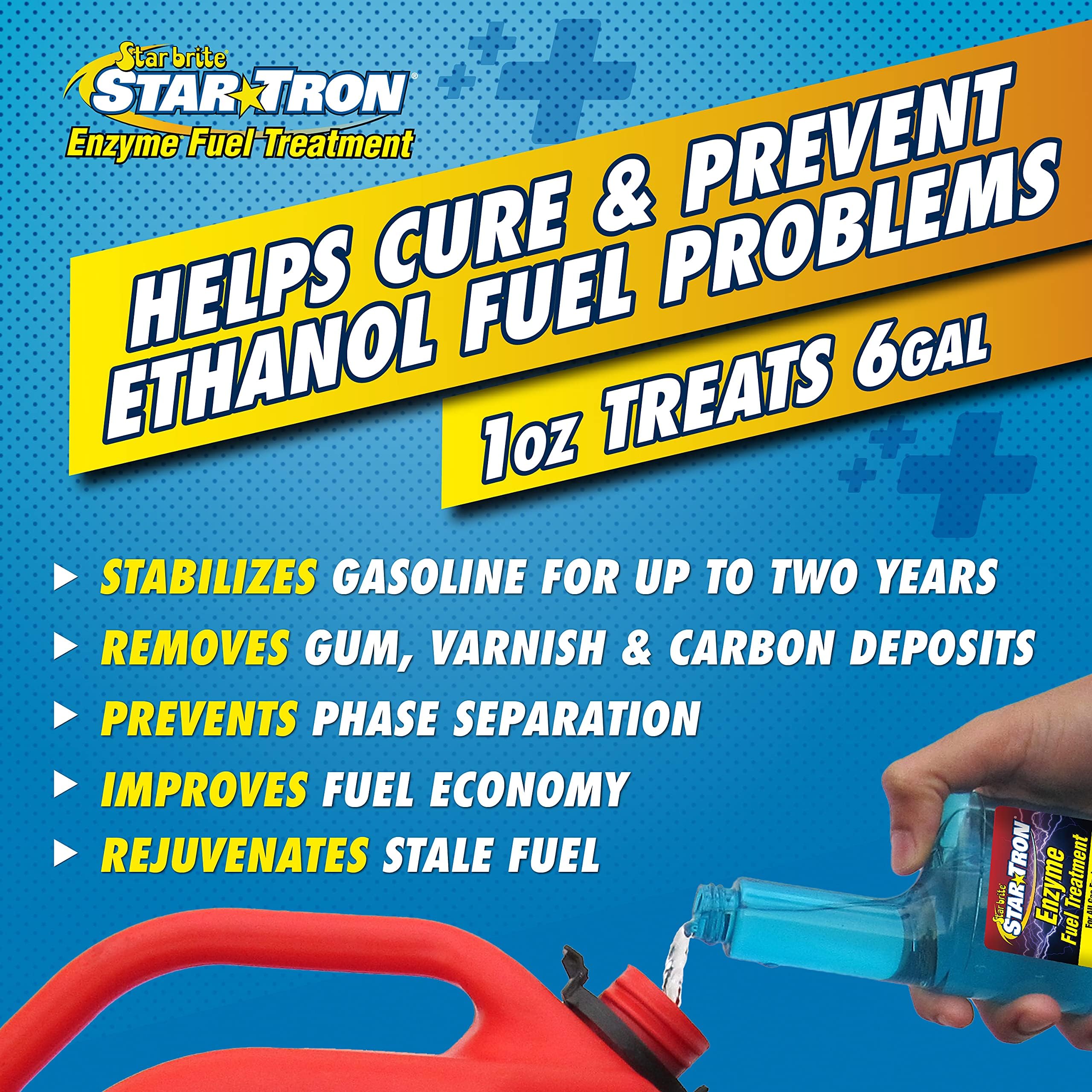 Star Brite Star Tron Enzyme Fuel Treatment, Small Engine Formula, 8 Fl Oz – Treats Up To 48 Gals – Gas Additive Rejuvenates & Stabilizes Old Gasoline, Cures & Prevents Ethanol Problems (14308) , Blue