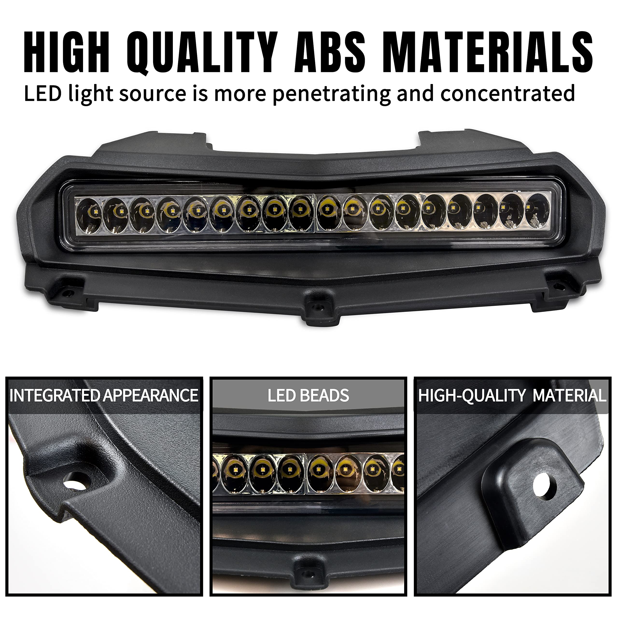 Katimoto Led Hood Scoop Light For Yamaha Rmax 1000, Front Auxiliary Light Hood Panel Light Daytime Running Light For Yamaha Wolv