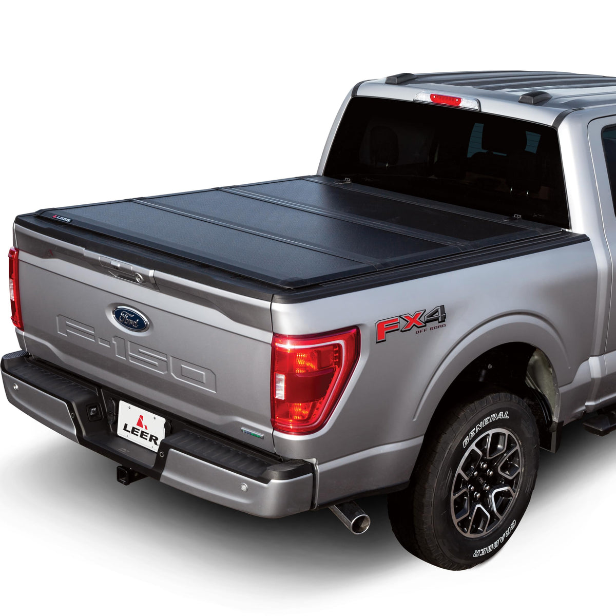 Leer Hf350M Tri-Folding Truck Bed Tonneau Cover, Fits Ford F-150 Super Crew/Super Cab, Years 2004-2024, 5'6 Truck Bed, Black