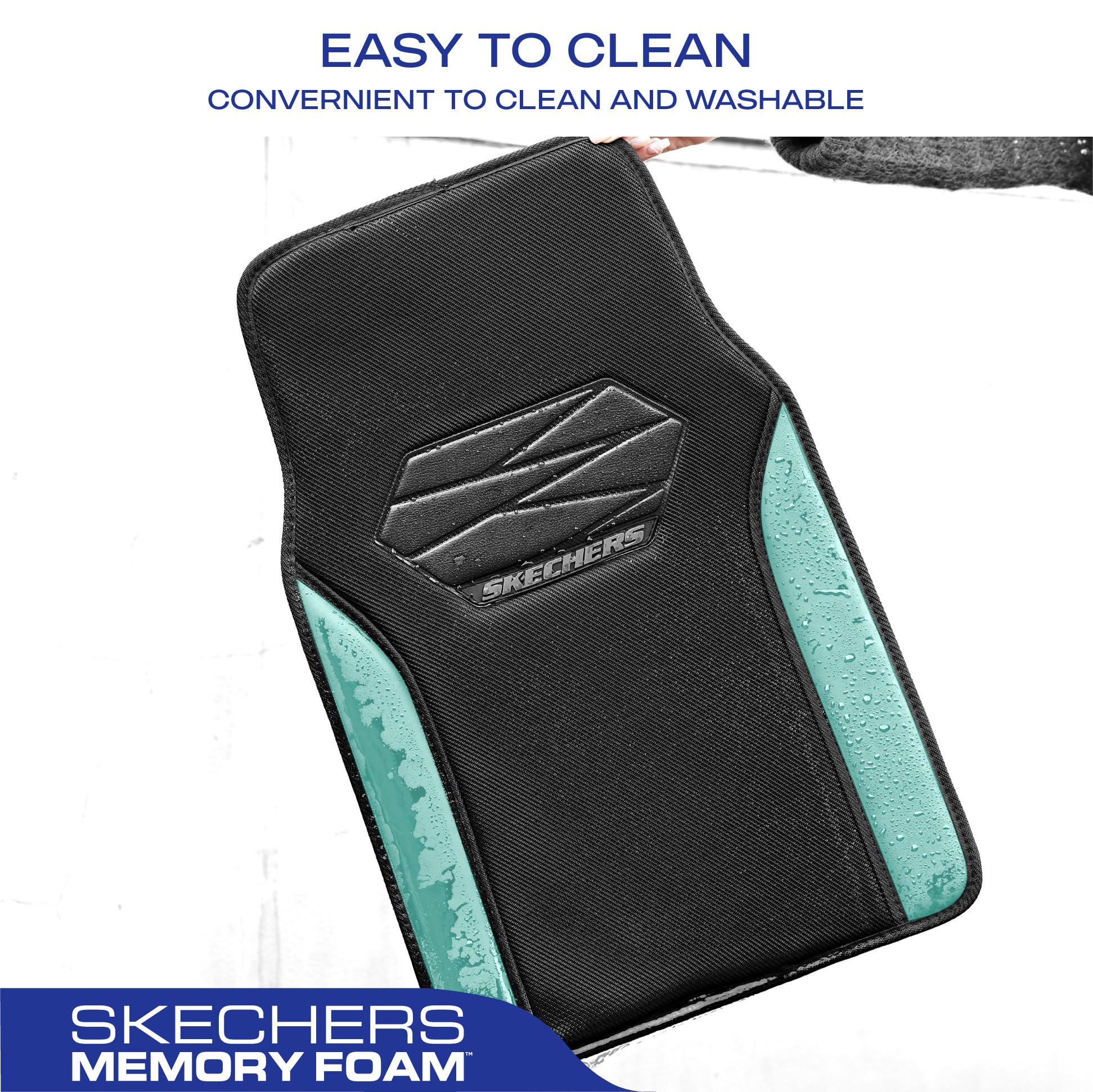 Skechers Car Floor Mats,Memory Foam Car Mats,Floor mats for Cars with Anti-Slip PVC Heel Pad,Universal Fit Automotive Floor mats