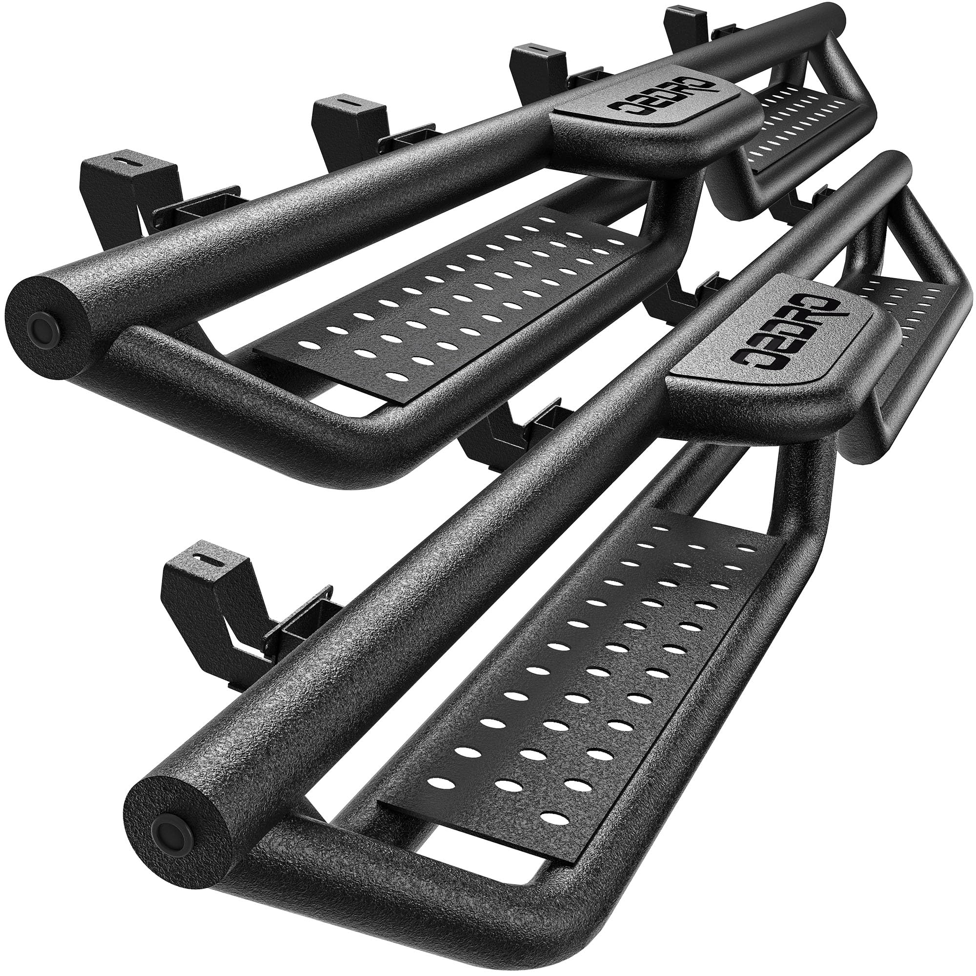 Two-Stairs Running Boards Compatible with 2020 2021 2022 2023 2024 2025 2026 Jeep Gladiator JT 4 Doors, 6 Side Step Rails Coated