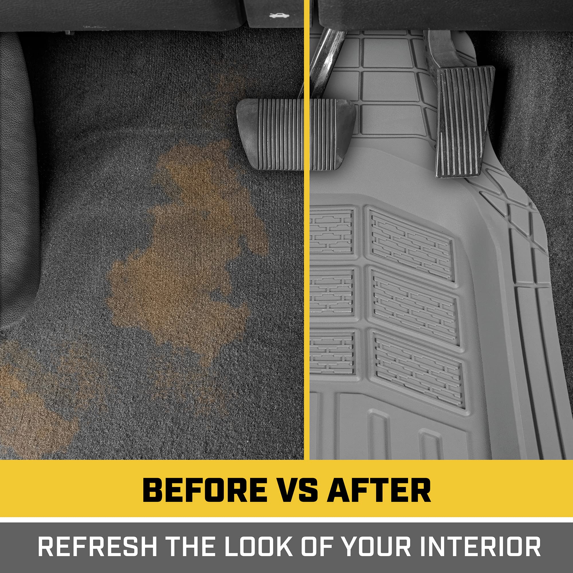 CAT Gray Car Floor Mats Full Set - Universal Heavy Duty Trim to Fit Floor Mats for Trucks - Car Mats & SUV Floor Liners for Car