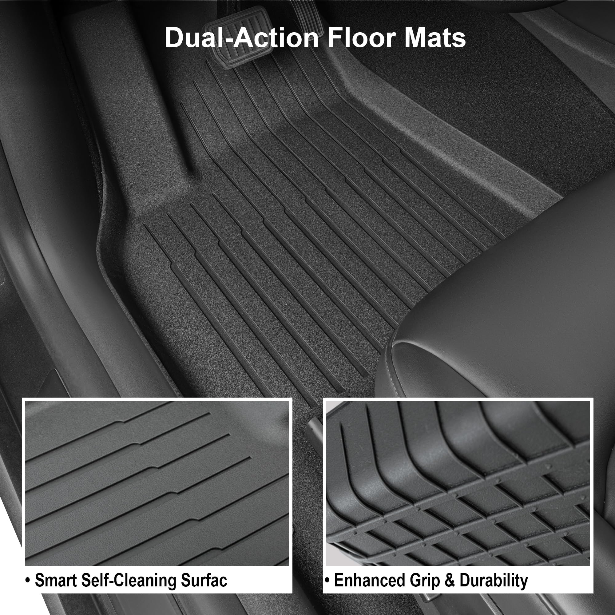 Super Liner Tesla Model Y Floor Mats 2025 2021-2024 | Custom Fit All-Weather 9-Piece Set Tpe Material| Back Seat Protector,Cargo