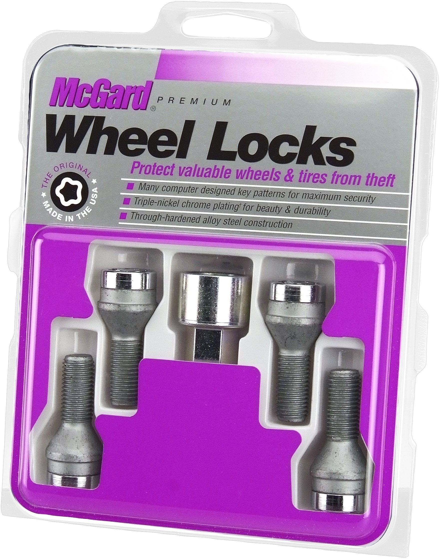 Mcgard 27000 Chrome Bolt Style Cone Seat Wheel Locks (M14 X 1.5 Thread Size) - Set Of 4