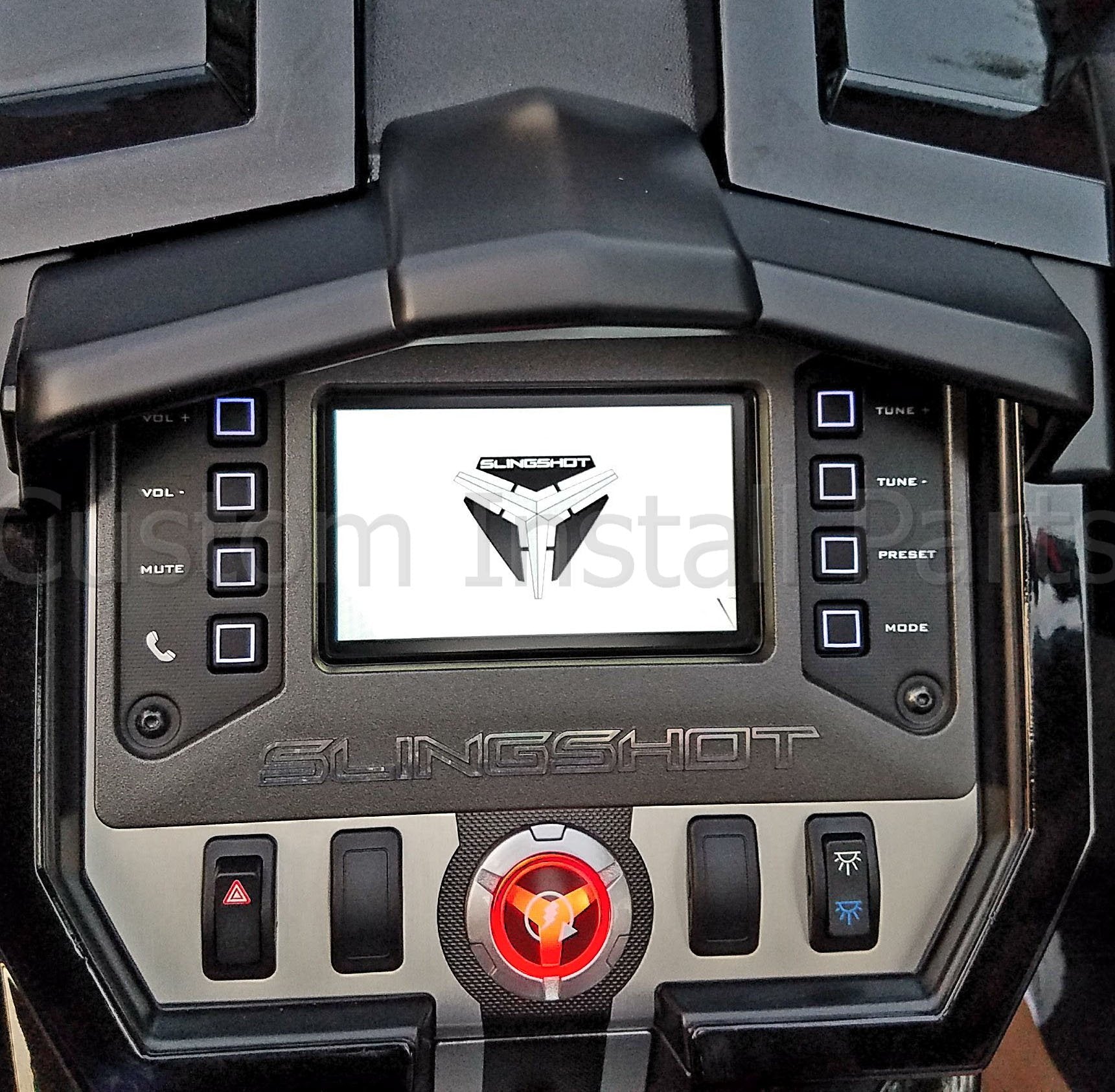 Custom Install Parts Radio GPS Media Console Sun Visor Shade Cover - Black, Plastic, Compatible with Polaris Slingshot 2015-2017