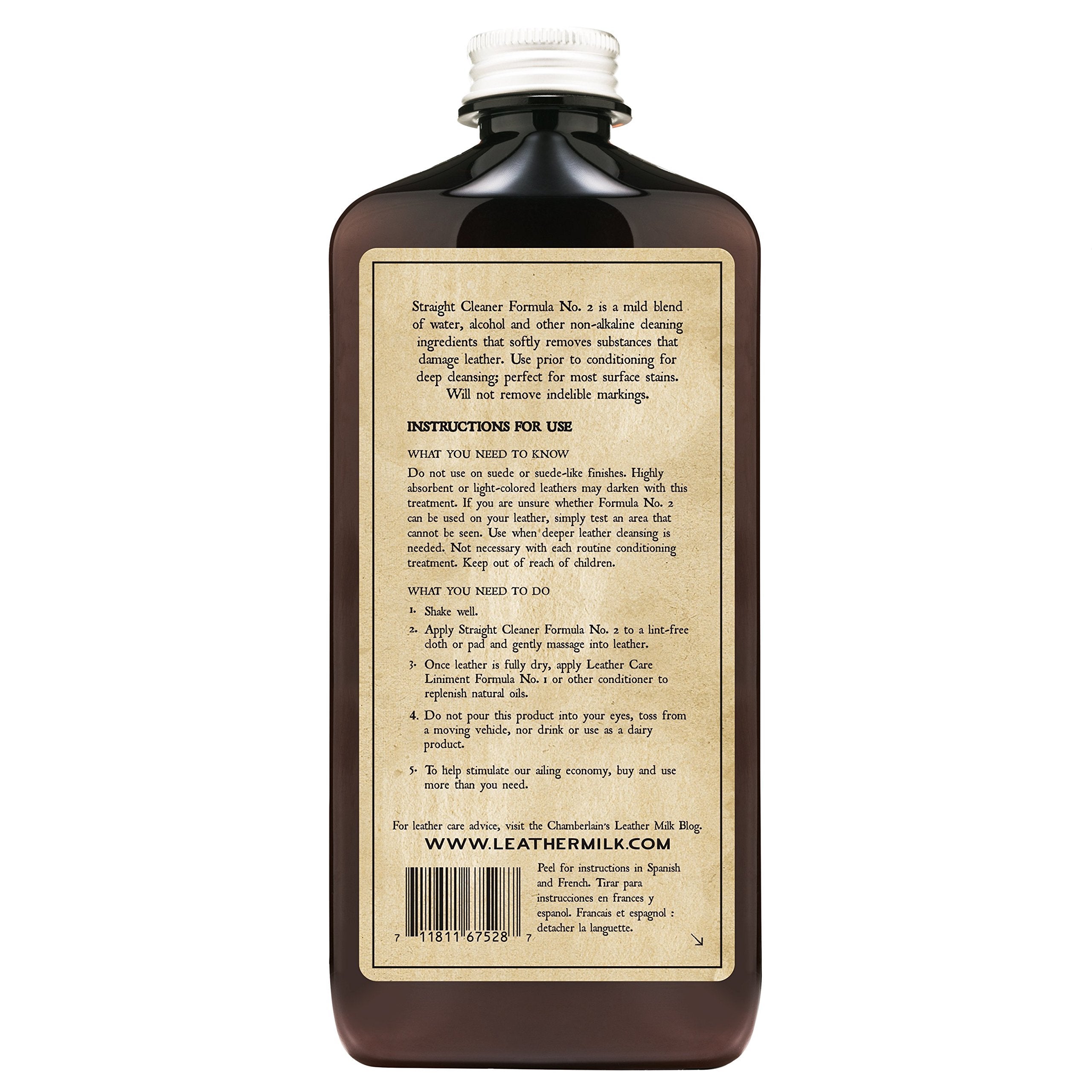 Leather Milk Leather Cleaner - Straight Cleaner No. 2 - All Natural, Non-Toxic Deep Cleaner Made In The Usa. 2 Sizes. Includes Premium Cleaning Pad!