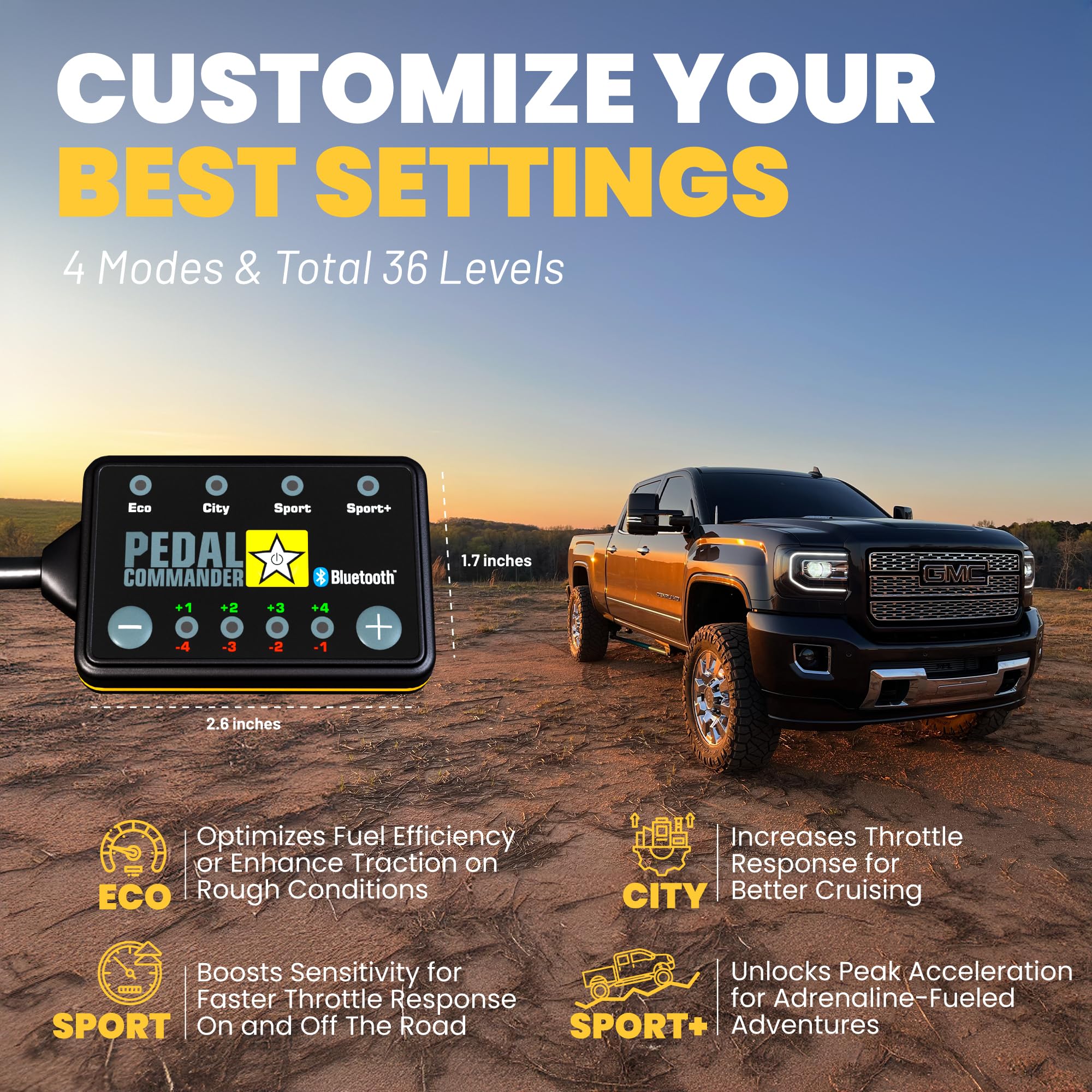 Pedal Commander For Gmc Sierra 2007-2018 Throttle Response Controller Fits: 1500, 2500Hd, 3500Hd, Base, Sle, Slt, Denali, Gmc Si