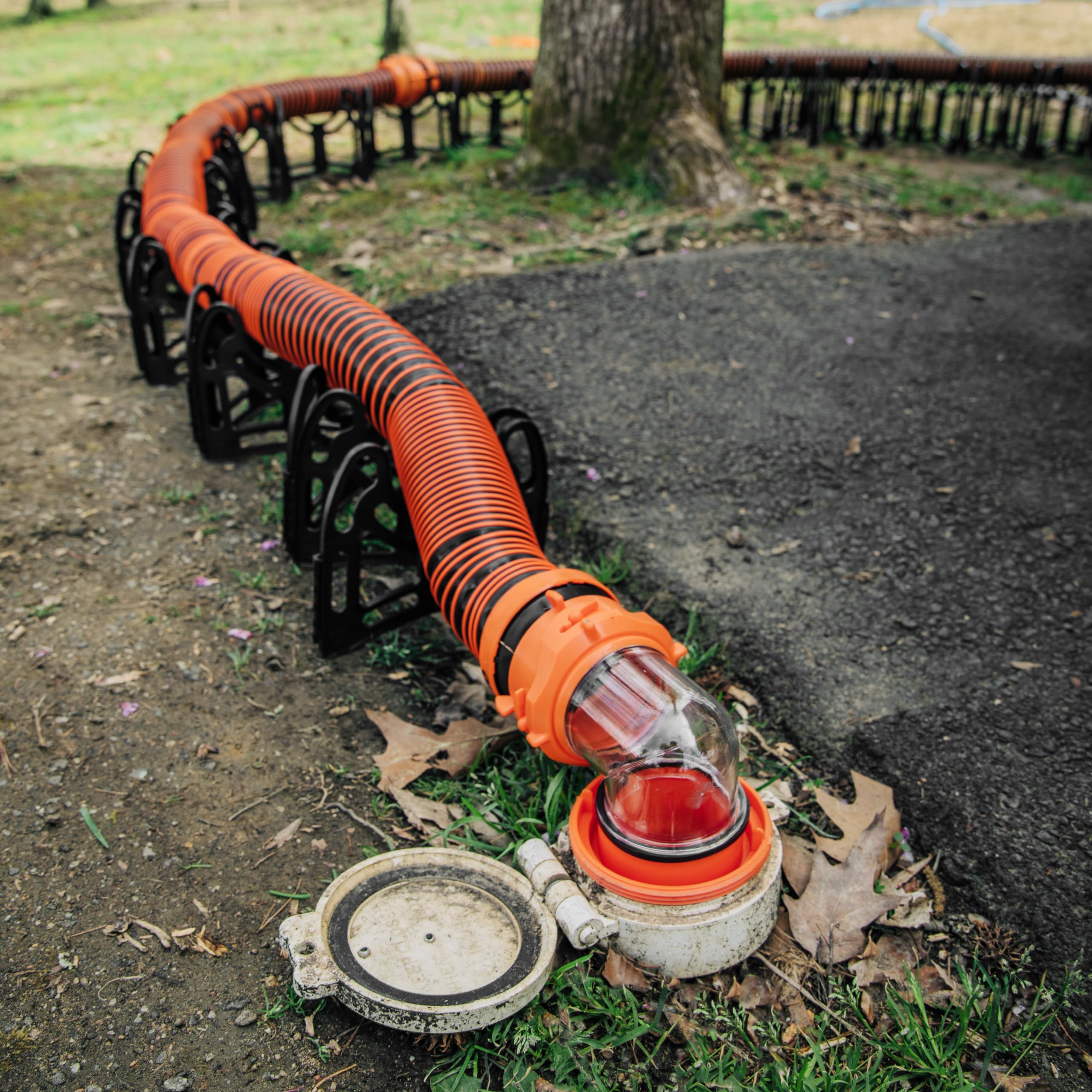 Camco Rhinoflex Clear Rv Sewer Hose Elbow With 4-In-1 Adapter - Features A 360-Degree Fitting Rotation And Built-In Gasket For O