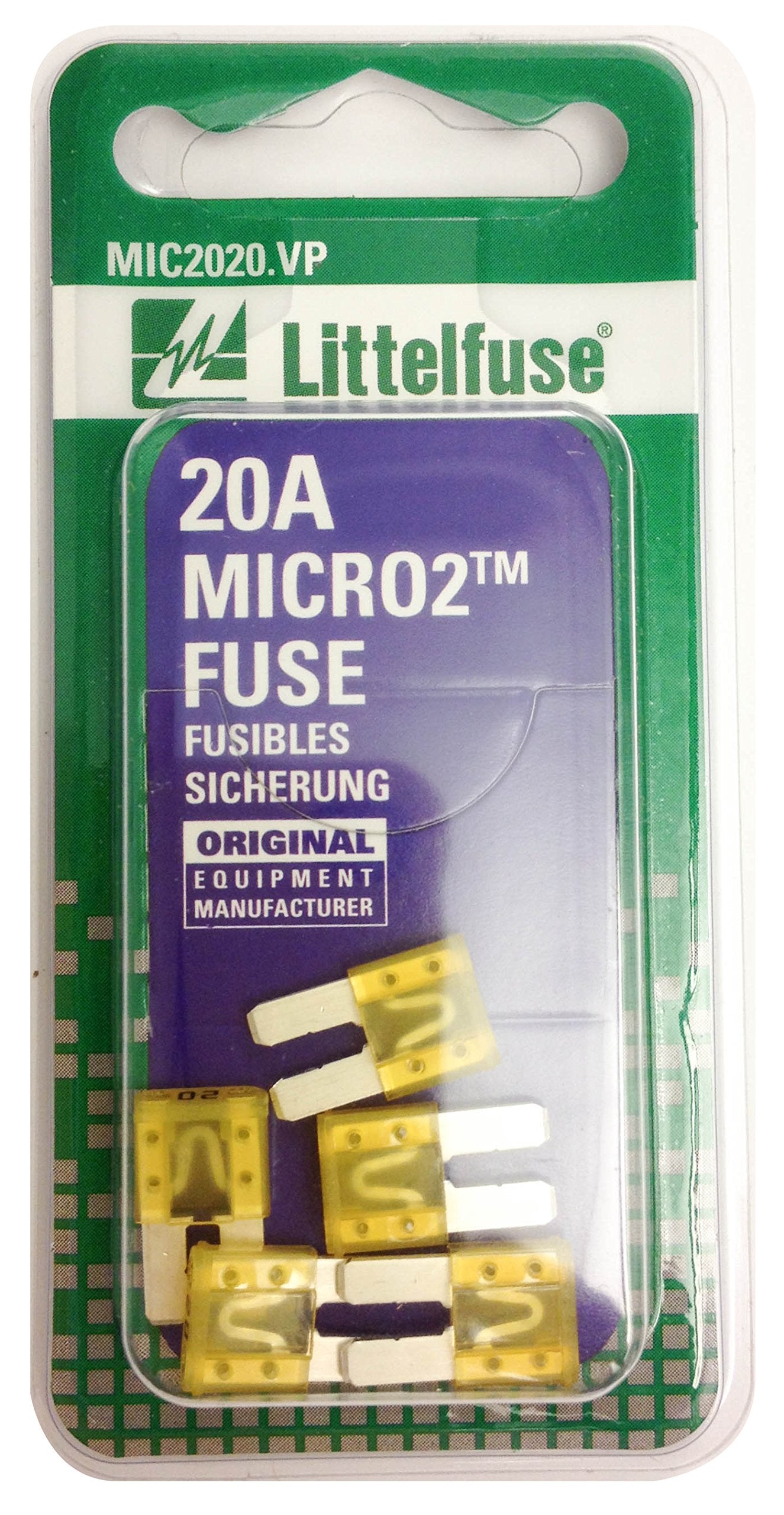 Littelfuse (Mic2020.Vp) Micro2 Yellow 32V 20 Amp Blade Fuse, (Pack Of 5)