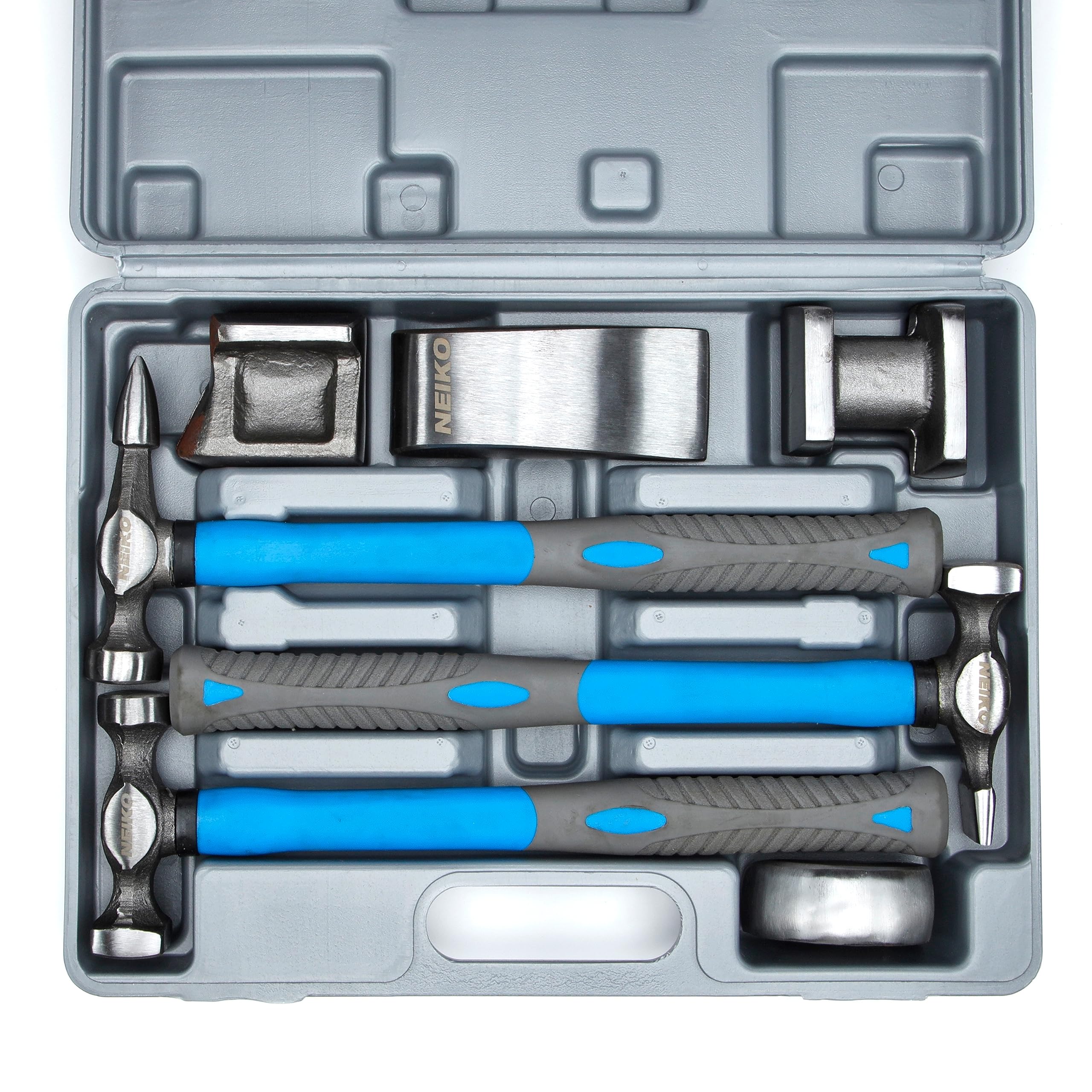Neiko 20730A Auto Body Repair Hammer and Dolly Set, Auto Body Repair Tools, 7Piece Auto Body Hammer, Metal Forming Tools Set, F