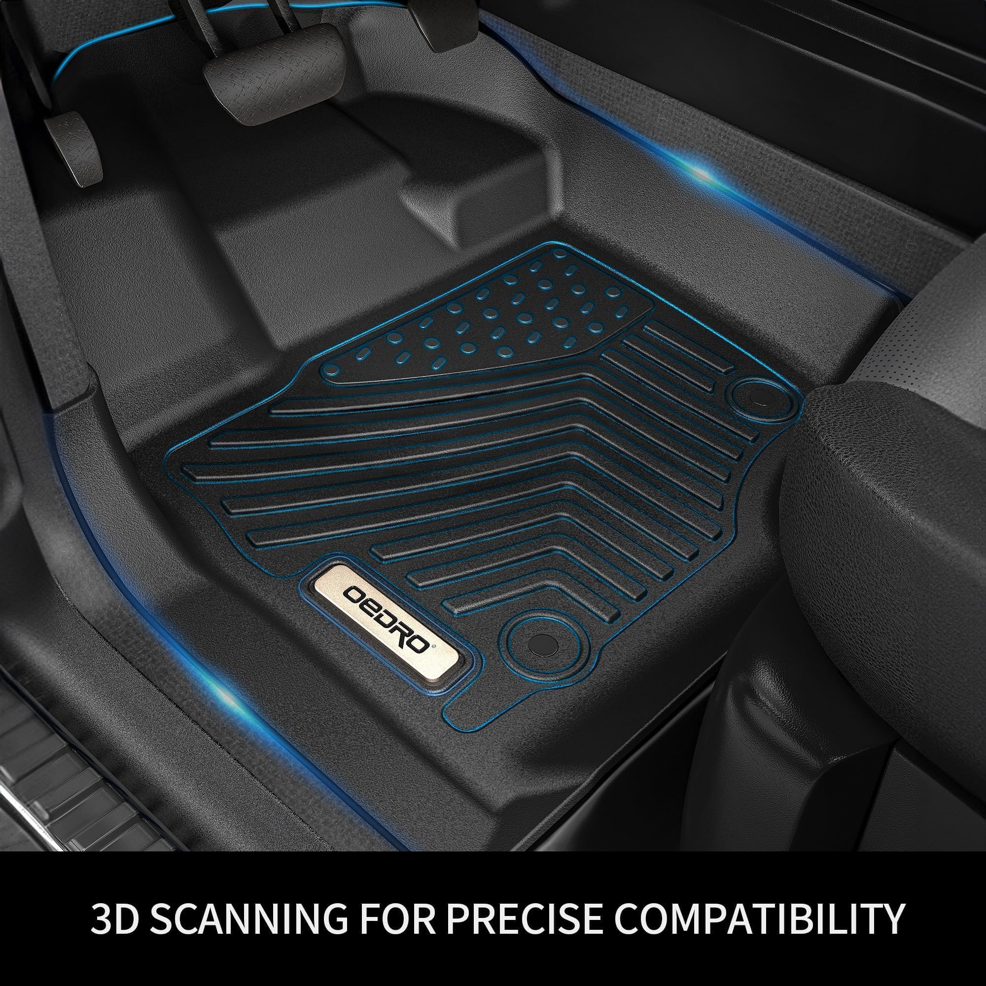 Oedro Floor Mats Fit For 2014-2018 Silverado/Sierra 1500, 2015-2019 2500Hd/3500Hd Crew Cab, With 1St Row Bench Seat, Black Tpe A
