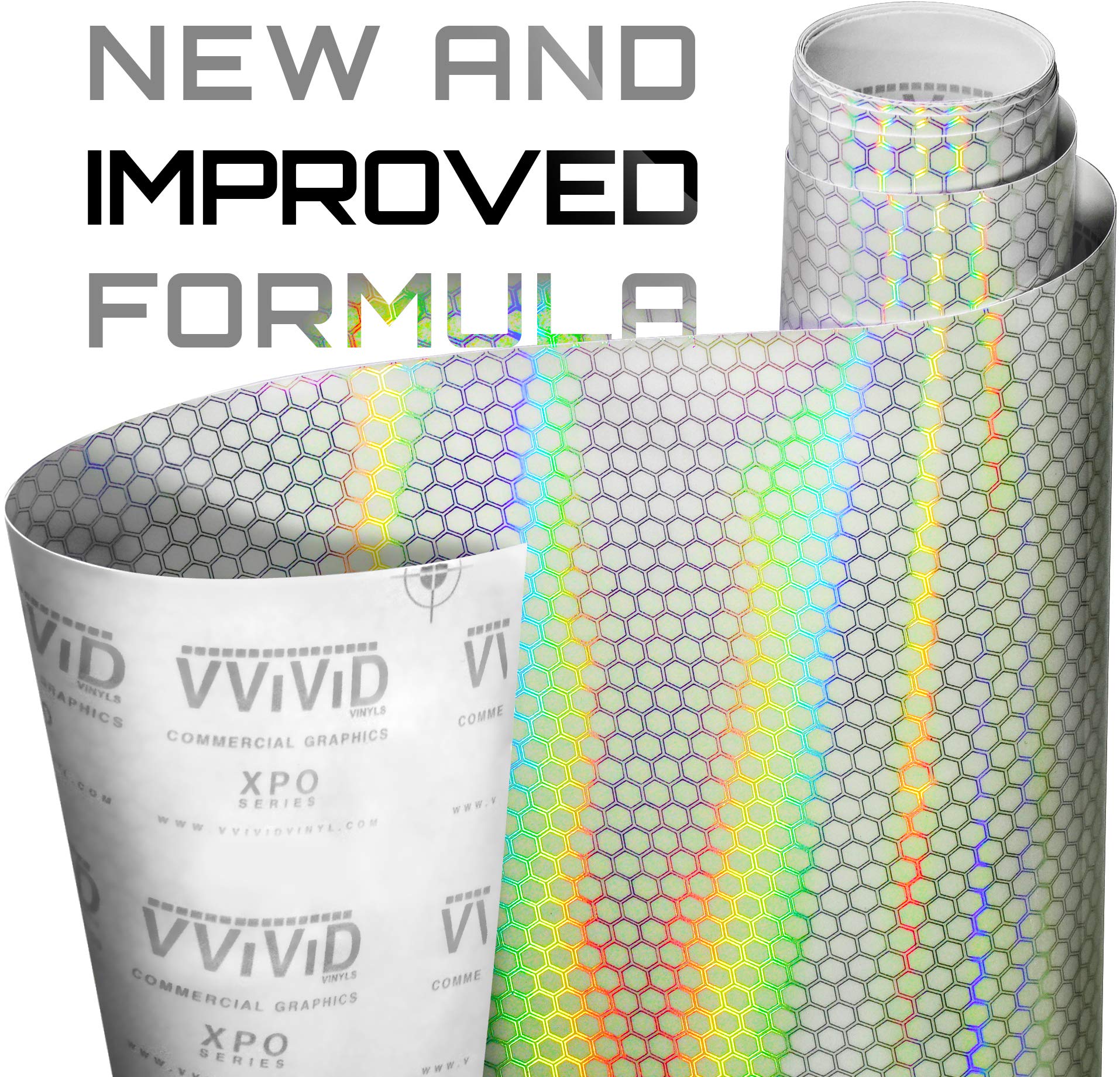 Vvivid Bio Hex+ Air-Tint Headlight Vinyl Roll (17.9'' X 60'', Clear Large Pattern)