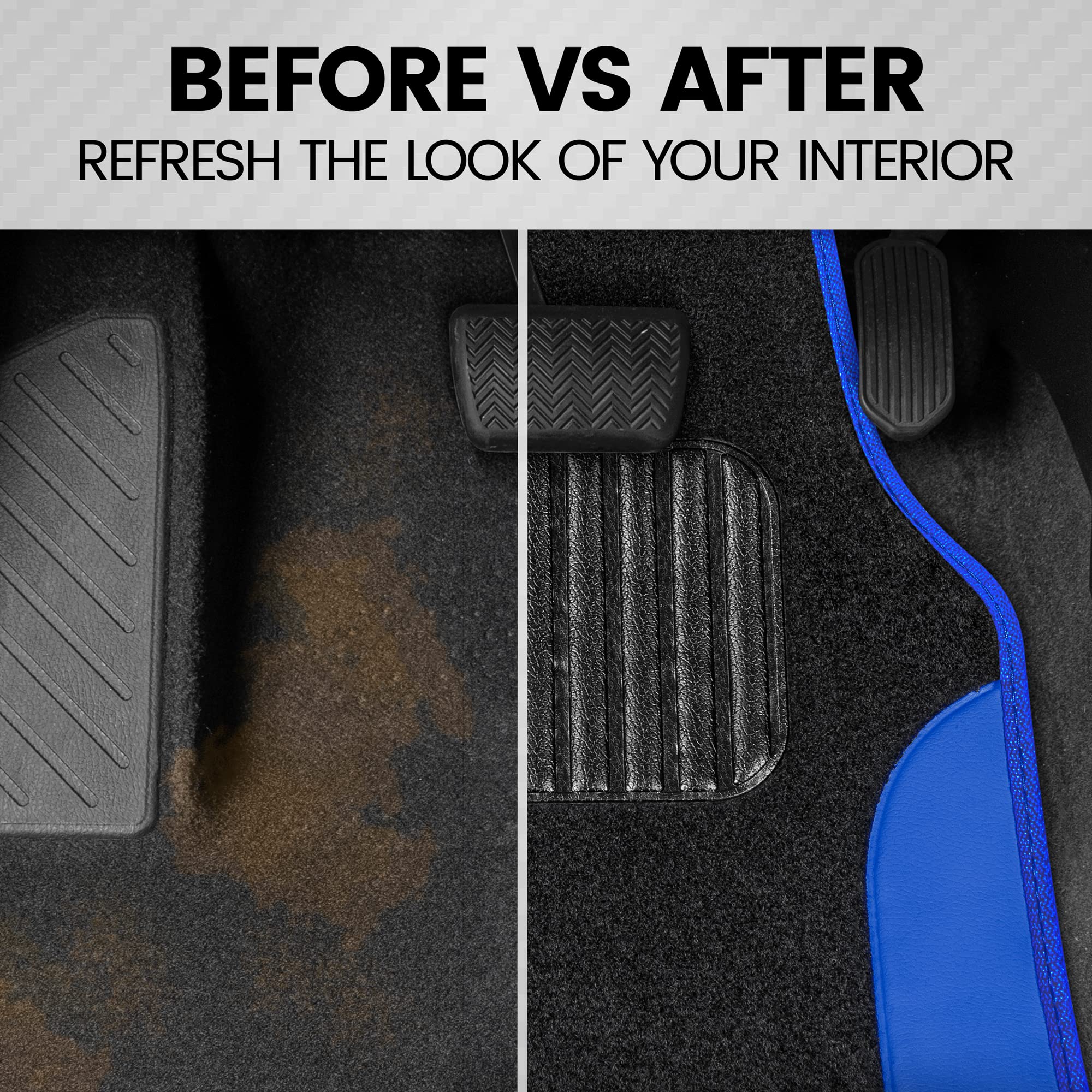 Bdk Polypro Blue Car Seat Covers Full Set With 4-Piece Car Floor Mats - Two-Tone Seat Covers For Cars With Carpet, Interior Cove