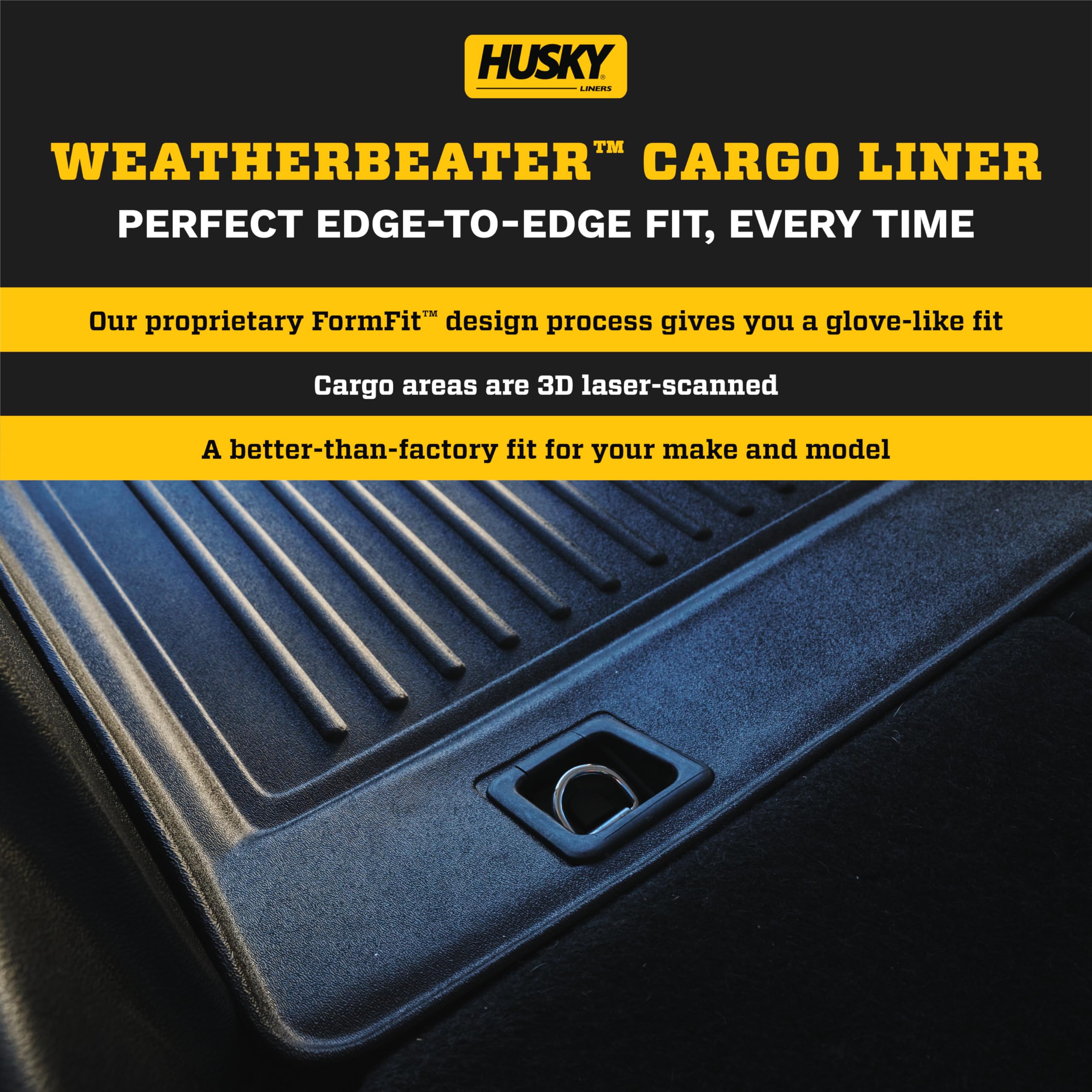 Husky Liners Weatherbeater Cargo Liner | Fits 2011 - 2020 Toyota Sienna W/O Power Folding 3Rd Row | Cargo, 1-Pc Black - 44041