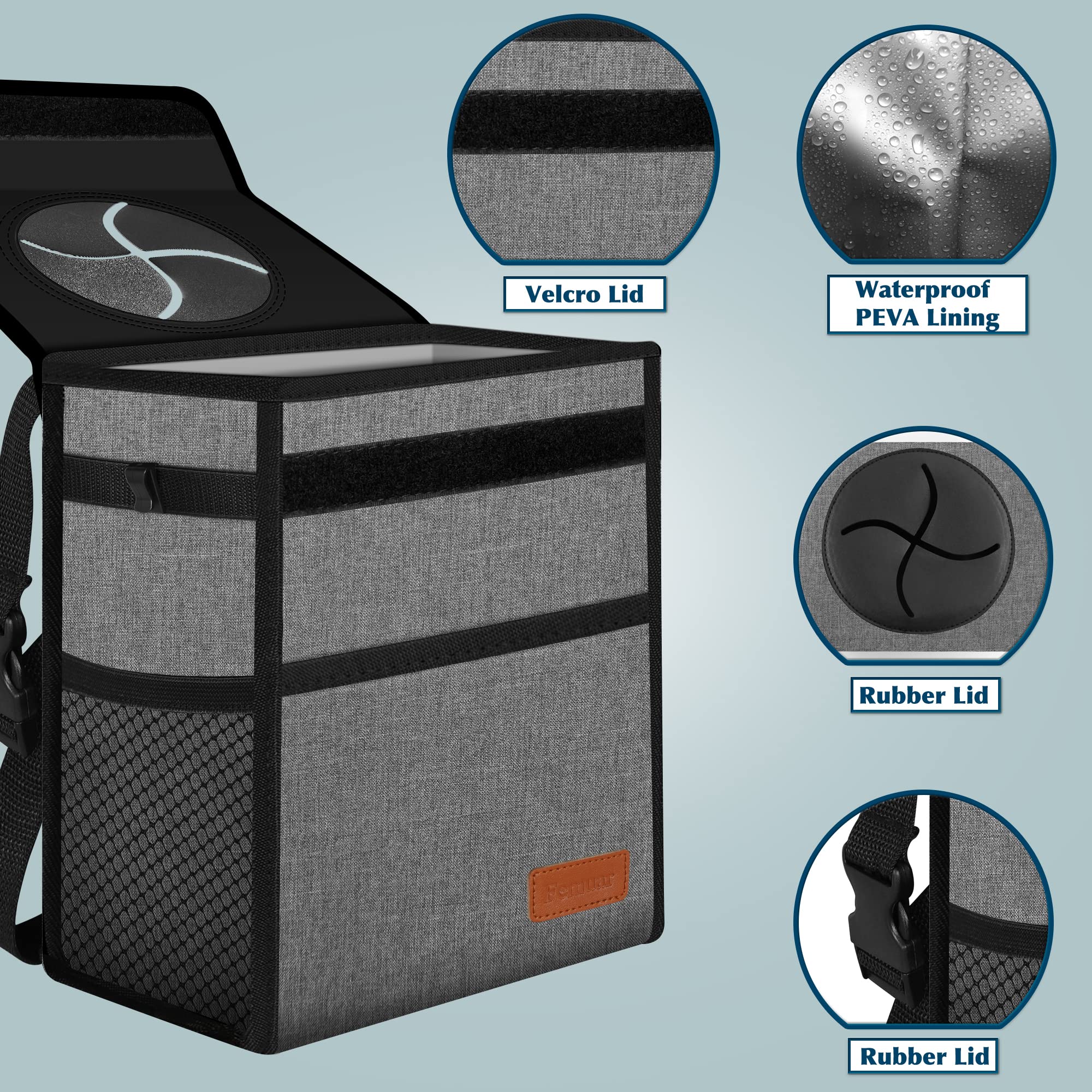 Femuar Car Trash Can Leak Proof Car Trash Bag Waterproof Car Garbage Can With Lid For Suv Front Seat Multipurpose Car Hanging Fo