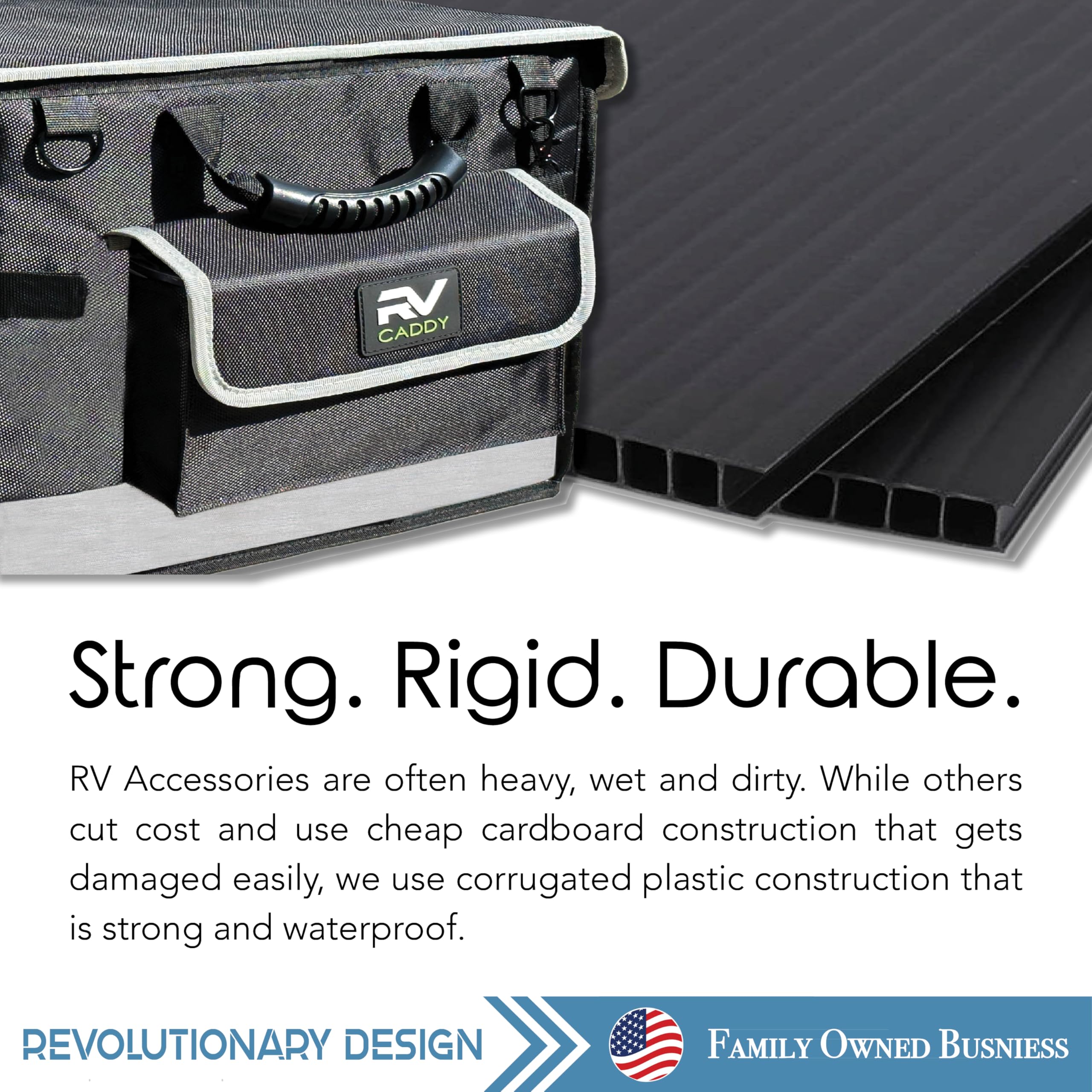 Trailersphere RV Caddy - Collapsible, Waterproof RV Accessories Organizer in Black for Strong Storage Solutions