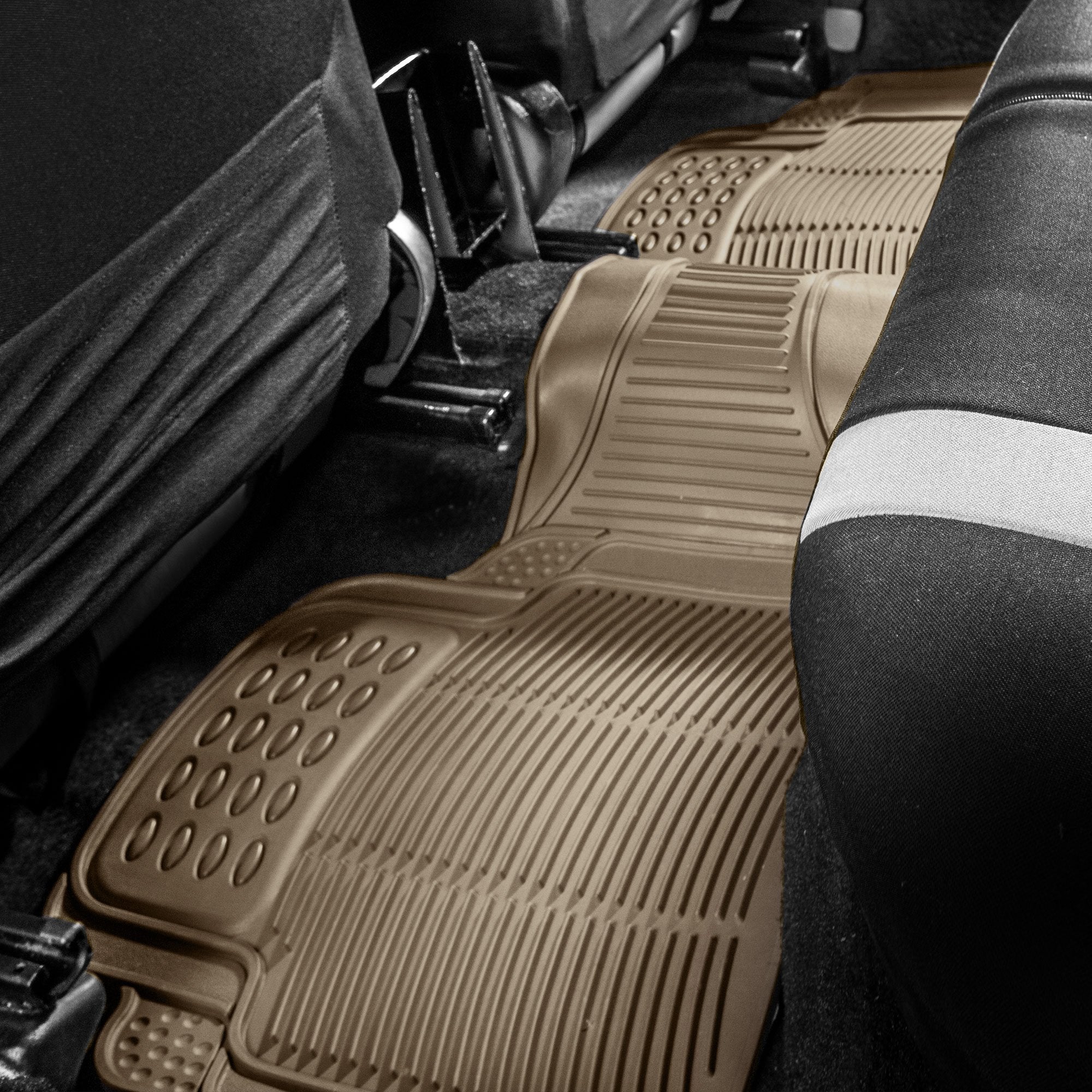 Fh Group Climaproof Trimmable Non-Slip Vinyl Floor Mats Full Set - Universal Fit For Cars Trucks And Suvs (Beige) F11306 + F1640